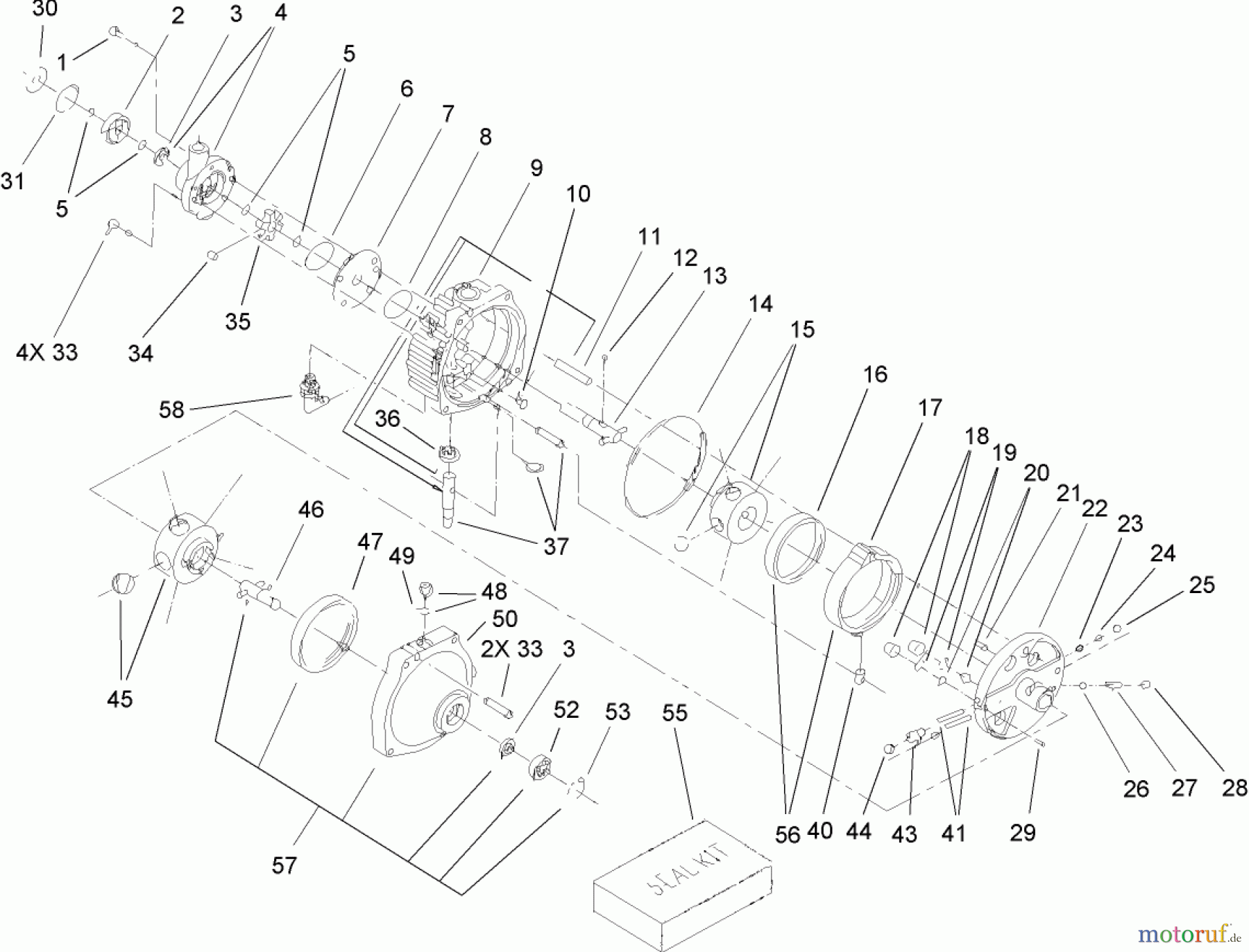  Toro Neu Mowers, Lawn & Garden Tractor Seite 1 73561 (550) - Toro 550 Garden Tractor, 2005 (250000001-250999999) HYDRO TRANSMISSION ASSEMBLY NO. 94-2003