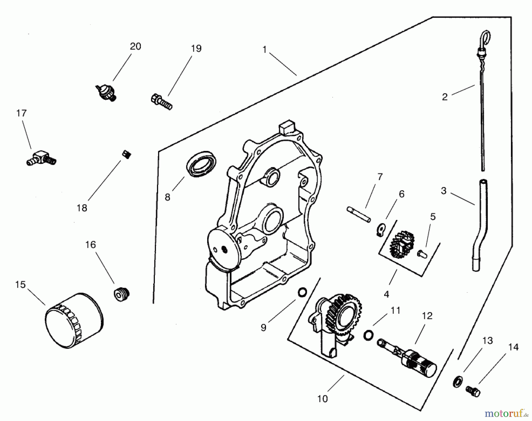  Toro Neu Mowers, Lawn & Garden Tractor Seite 1 73561 (550) - Toro 550 Garden Tractor, 2005 (250000001-250999999) OIL PAN / LUBRICATION ASSEMBLY KOHLER CH22S-66545