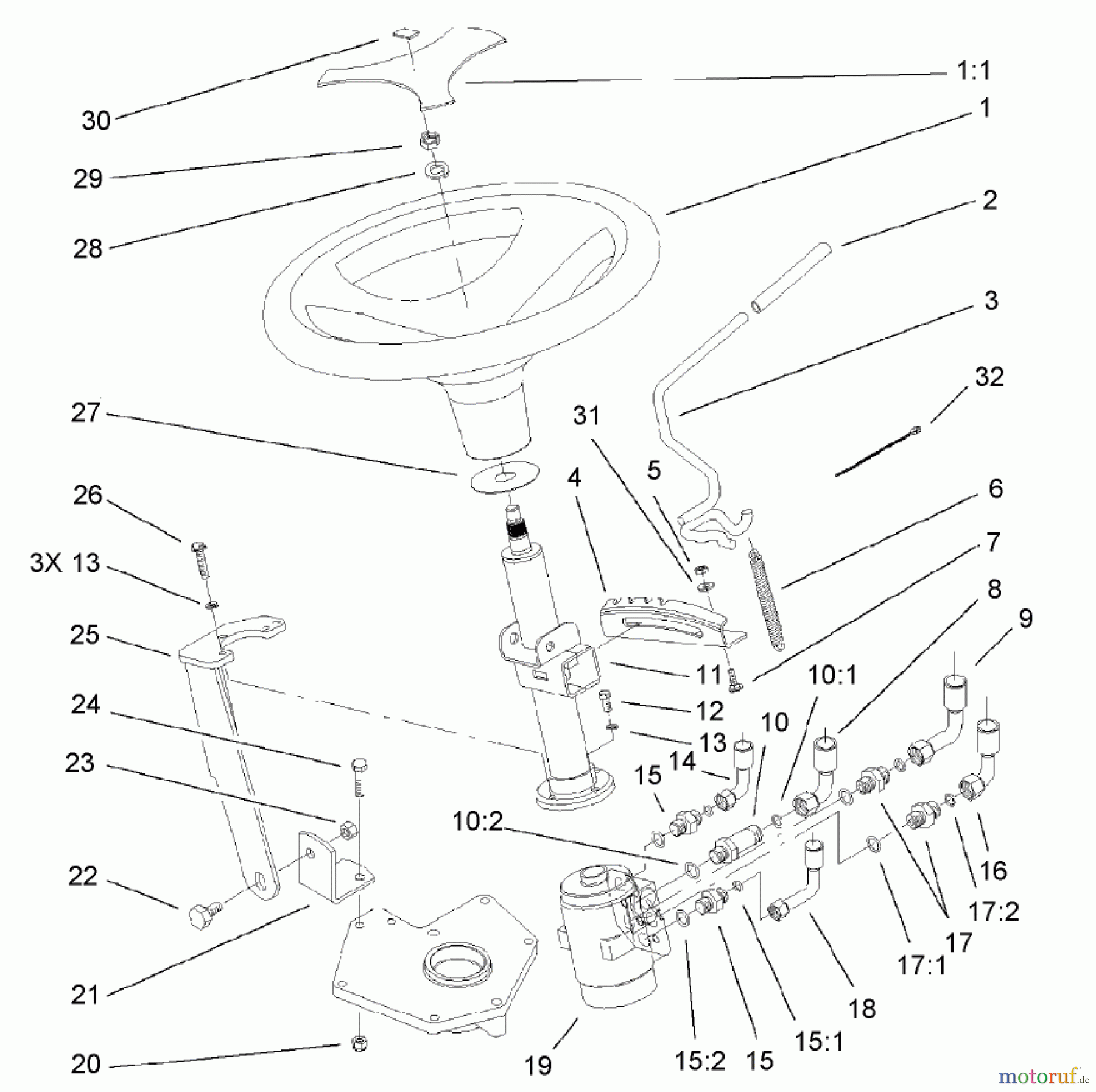  Toro Neu Mowers, Lawn & Garden Tractor Seite 1 73561 (550) - Toro 550 Garden Tractor, 2005 (250000001-250999999) POWER STEERING AND TILT ASSEMBLY