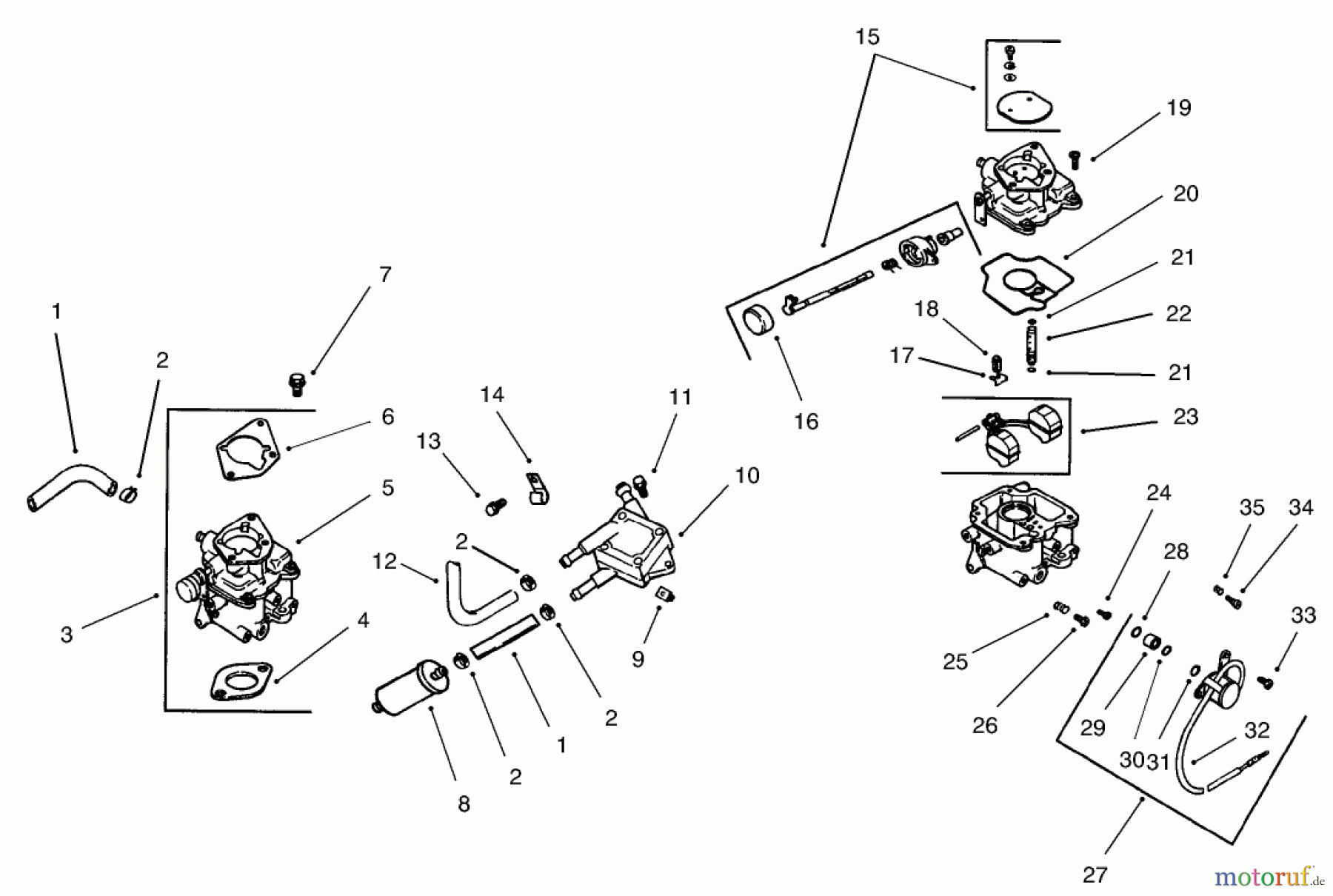 Toro Neu Mowers, Lawn & Garden Tractor Seite 1 73570 (520xi) - Toro 520xi Garden Tractor, 2003 (230000001-230999999) GROUP 8-FUEL SYSTEM ASSEMBLY