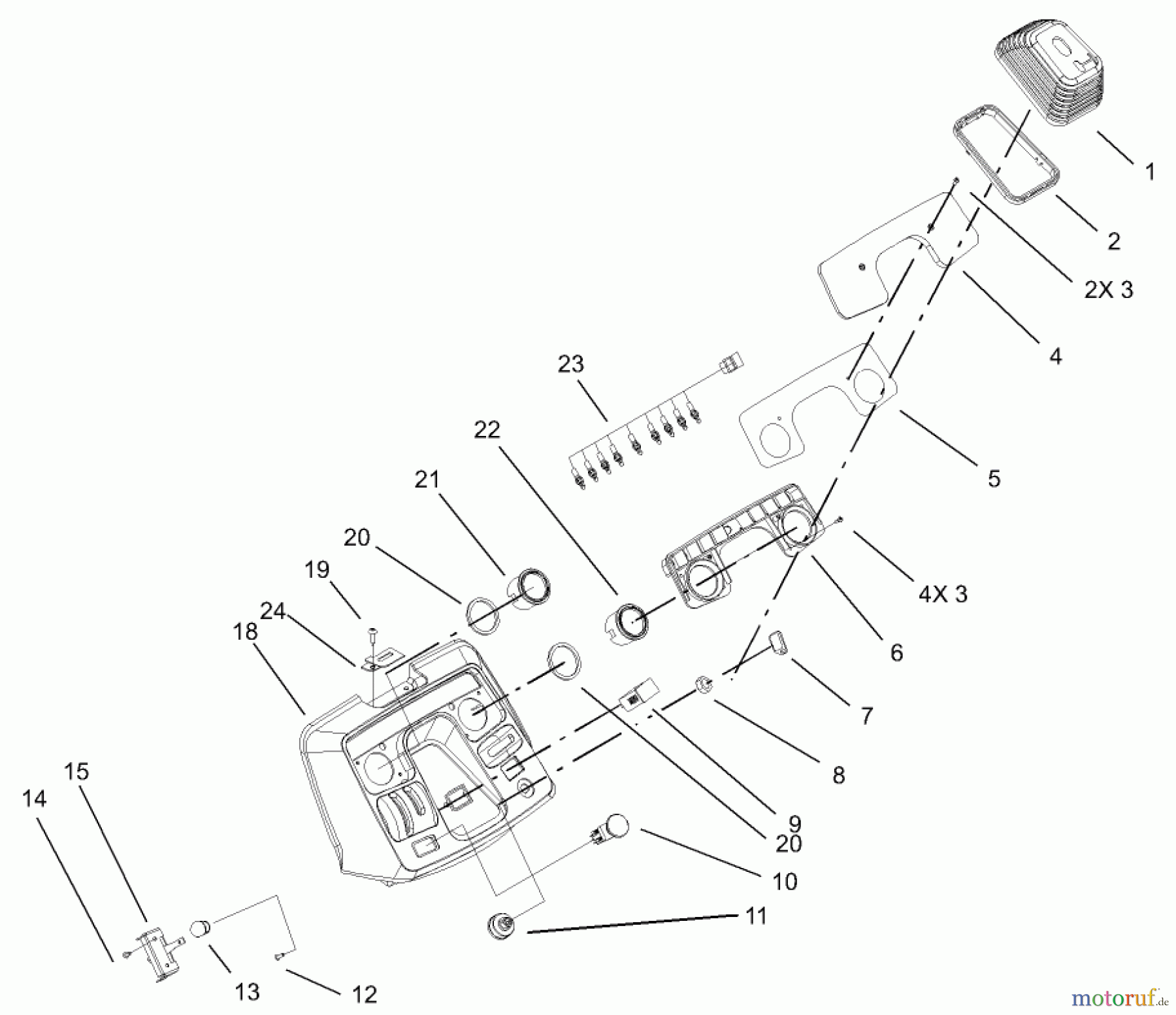 Toro Neu Mowers, Lawn & Garden Tractor Seite 1 73590 (523Dxi) - Toro 523Dxi Garden Tractor, 2004 (240000001-240999999) DASH ASSEMBLY