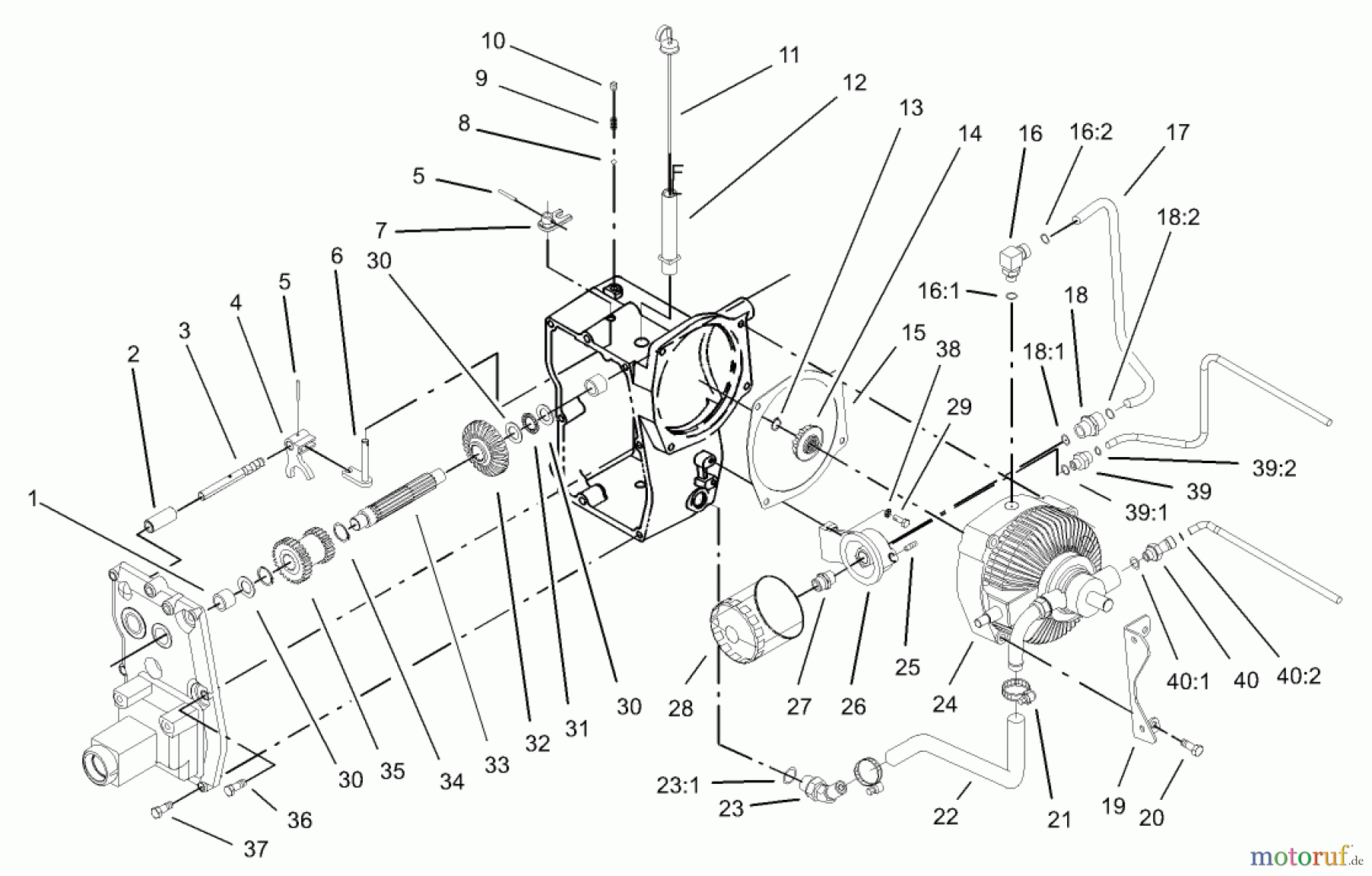 Toro Neu Mowers, Lawn & Garden Tractor Seite 1 73590 (523Dxi) - Toro 523Dxi Garden Tractor, 2004 (240000001-240999999) HYDRO TRANS AXLE ASSEMBLY