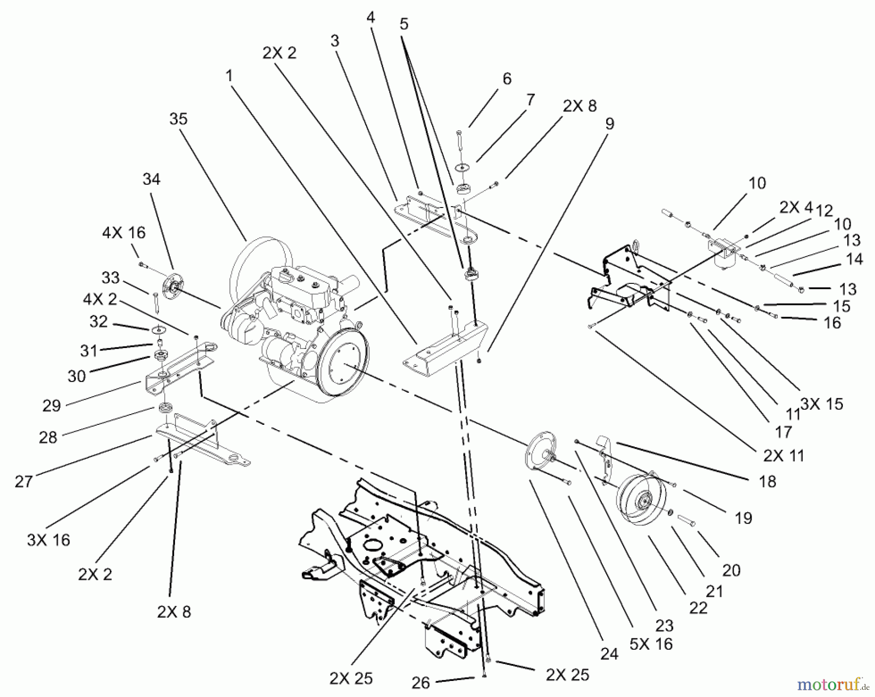 Toro Neu Mowers, Lawn & Garden Tractor Seite 1 73590 (523Dxi) - Toro 523Dxi Garden Tractor, 2004 (240000001-240999999) LIQUID COOLED DIESEL ENGINE ASSEMBLY #1