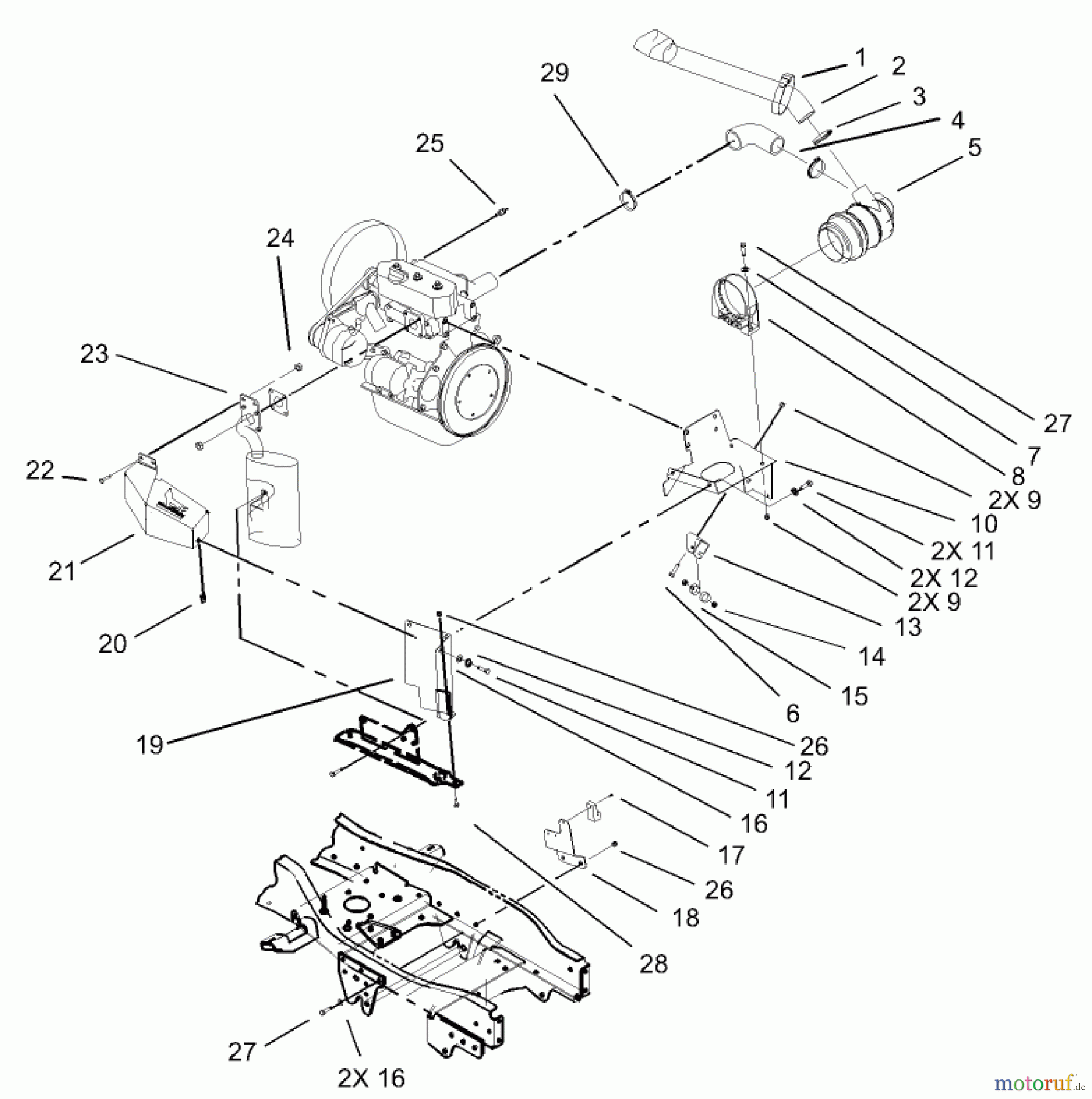 Toro Neu Mowers, Lawn & Garden Tractor Seite 1 73590 (523Dxi) - Toro 523Dxi Garden Tractor, 2004 (240000001-240999999) LIQUID COOLED DIESEL ENGINE ASSEMBLY #3