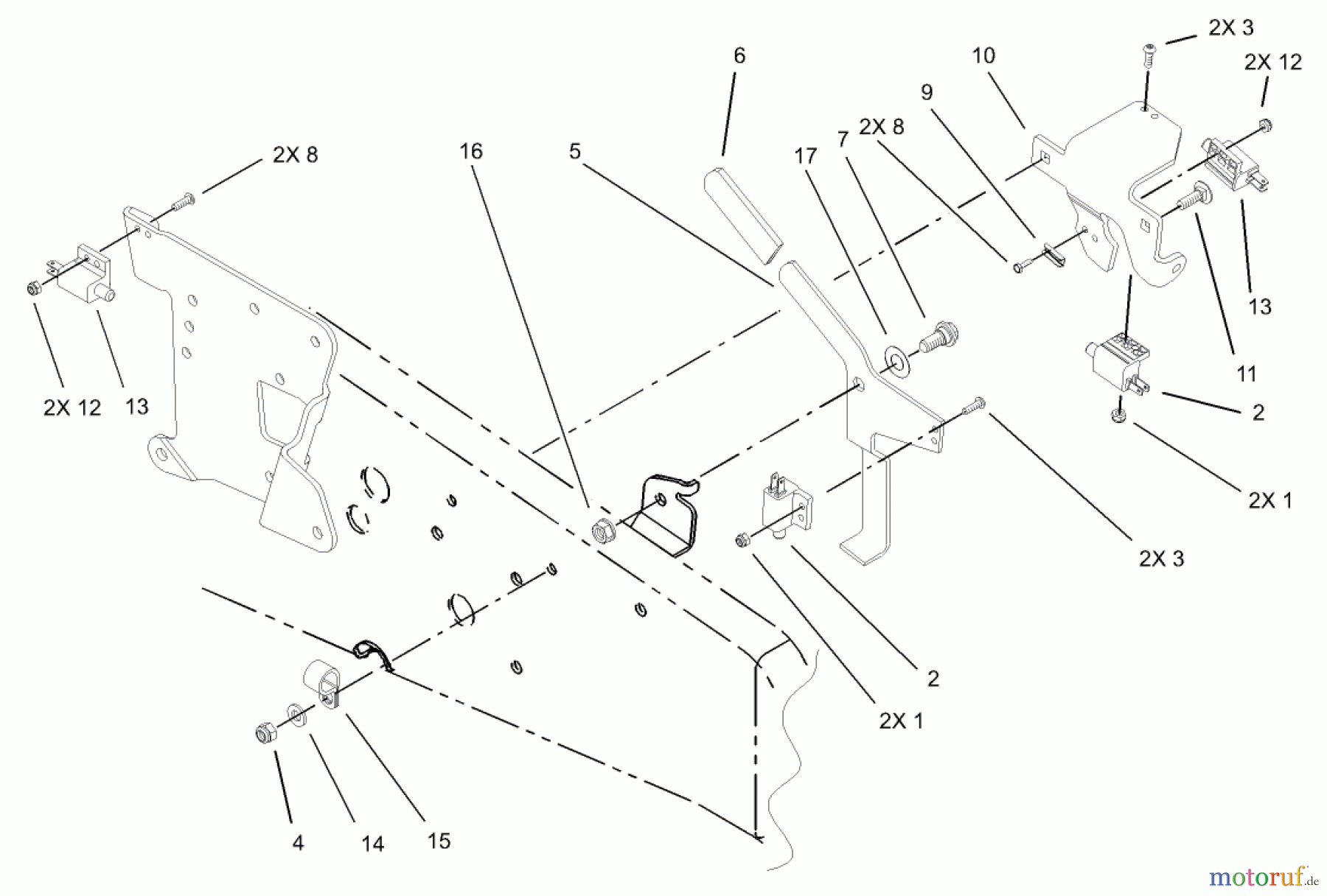Toro Neu Mowers, Lawn & Garden Tractor Seite 1 73590 (523Dxi) - Toro 523Dxi Garden Tractor, 2004 (240000001-240999999) PARKING BRAKE UPPER ASSEMBLY