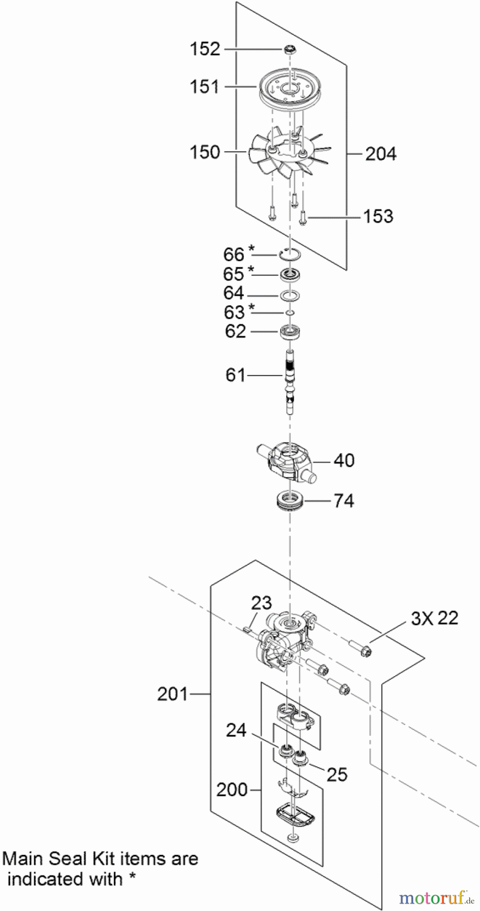 Toro Neu Mowers, Lawn & Garden Tractor Seite 1 74560 (DH 140) - Toro DH 140 Lawn Tractor, 2012 (SN 312000001-312999999) CENTER SECTION AND FAN PULLEY ASSEMBLY TRANSMISSION ASSEMBLY NO. 121-0999