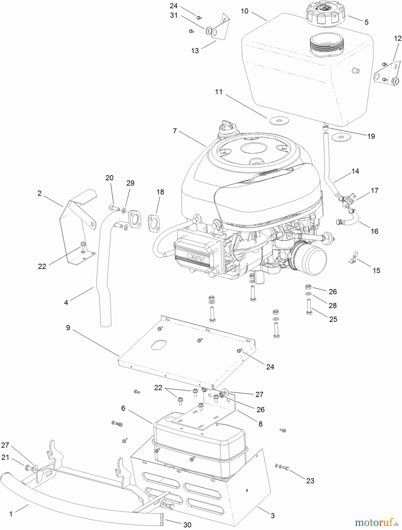 Toro Neu Mowers, Lawn & Garden Tractor Seite 1 74560 (DH 140) - Toro DH 140 Lawn Tractor, 2011 (311000001-311999999) ENGINE ASSEMBLY