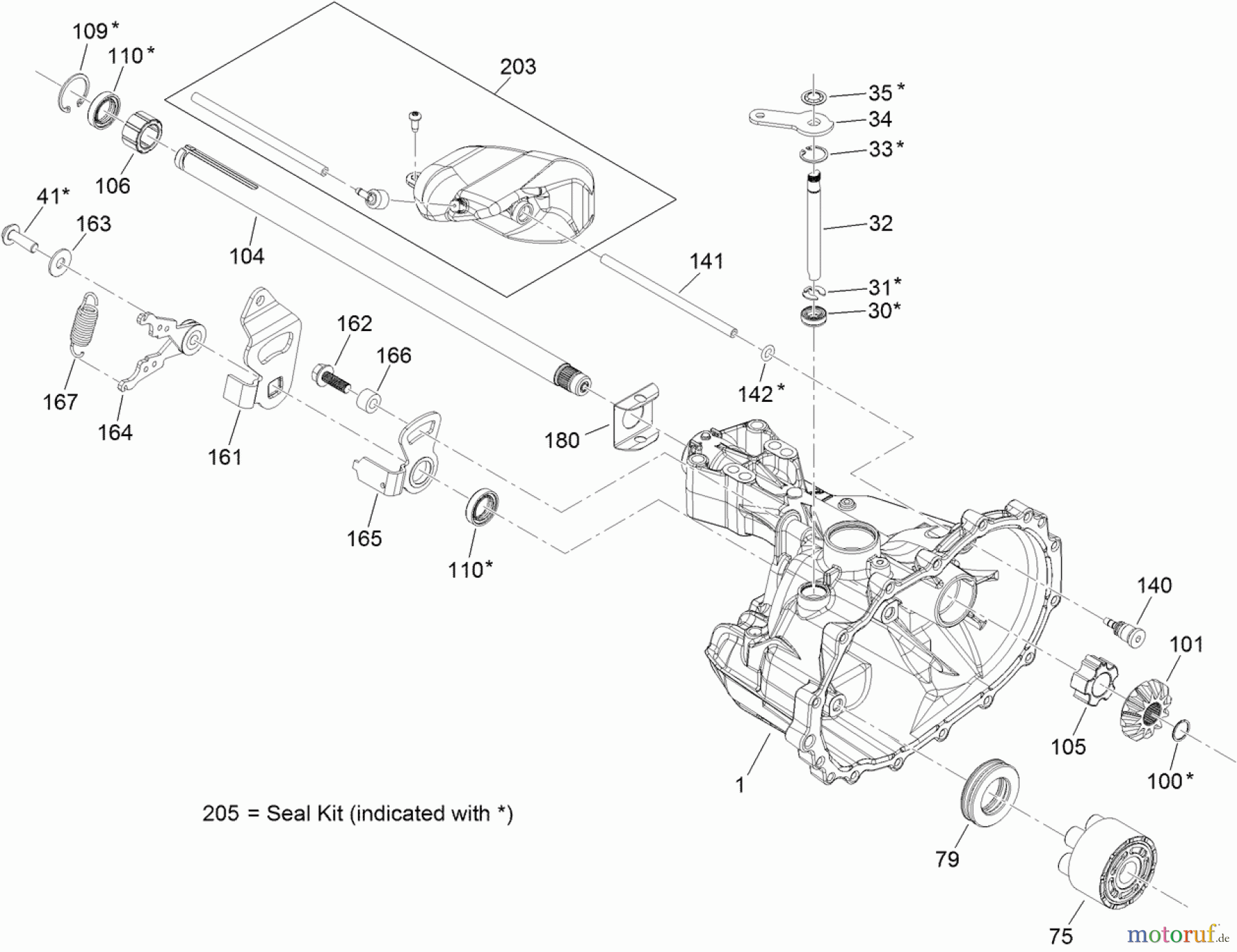 Toro Neu Mowers, Lawn & Garden Tractor Seite 1 74560 (DH 140) - Toro DH 140 Lawn Tractor, 2011 (311000001-311999999) MAIN HOUSING TRANSMISSION ASSEMBLY NO. 121-0999