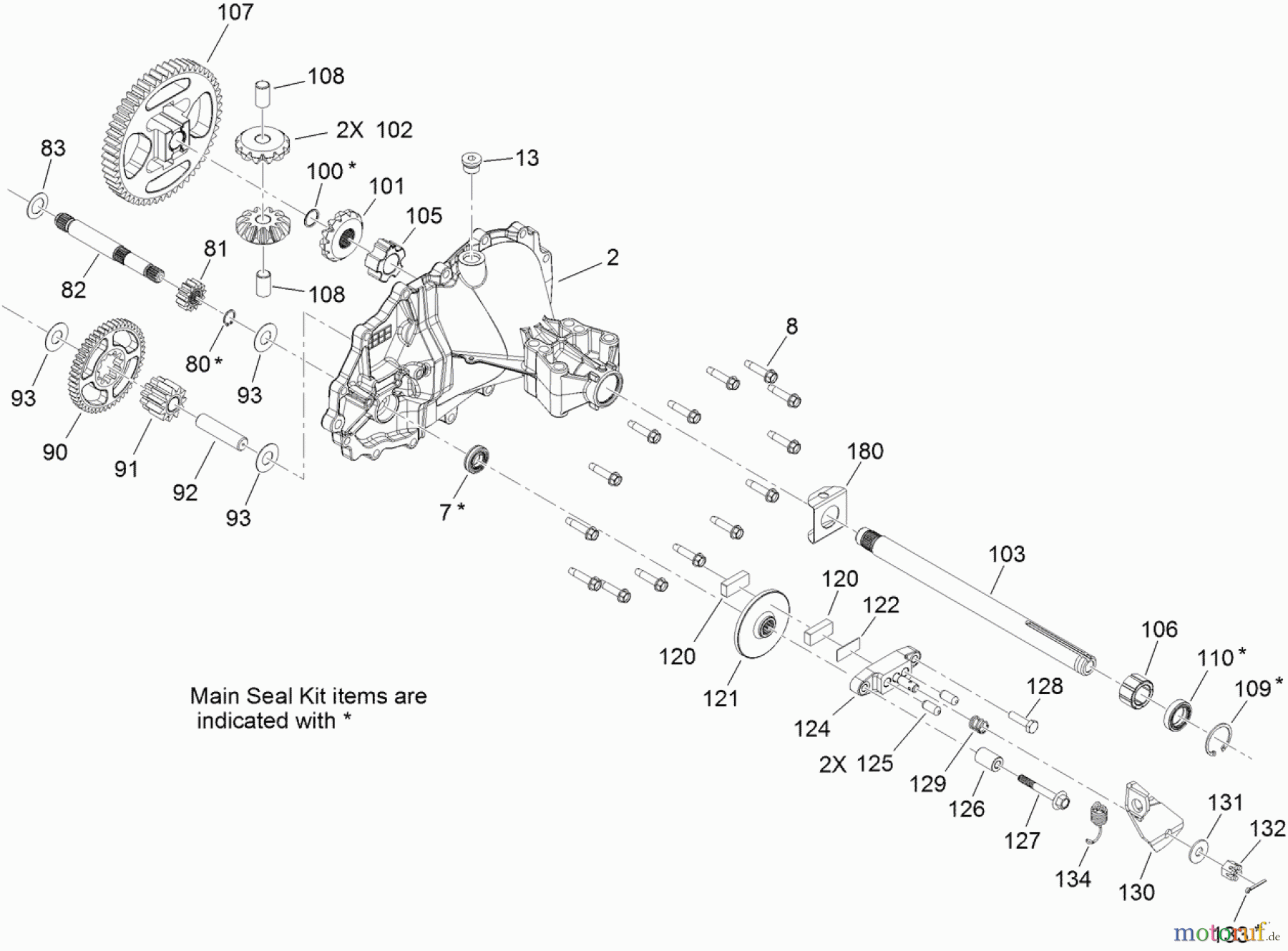 Toro Neu Mowers, Lawn & Garden Tractor Seite 1 74560 (DH 140) - Toro DH 140 Lawn Tractor, 2012 (SN 312000001-312999999) SIDE HOUSING TRANSMISSION ASSEMBLY NO. 121-0999
