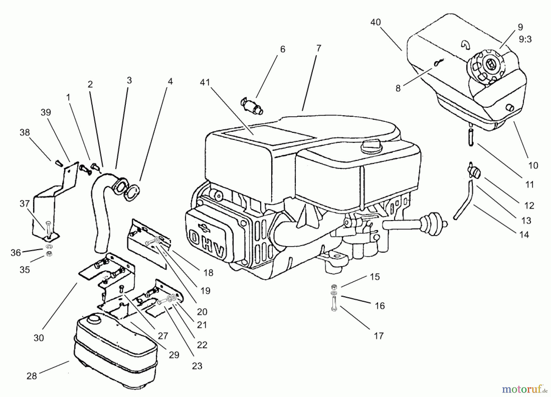 Toro Neu Mowers, Lawn & Garden Tractor Seite 1 74570 (170-DH) - Toro 170-DH Lawn Tractor, 2000 (200000001-200999999) ENGINE ASSEMBLY