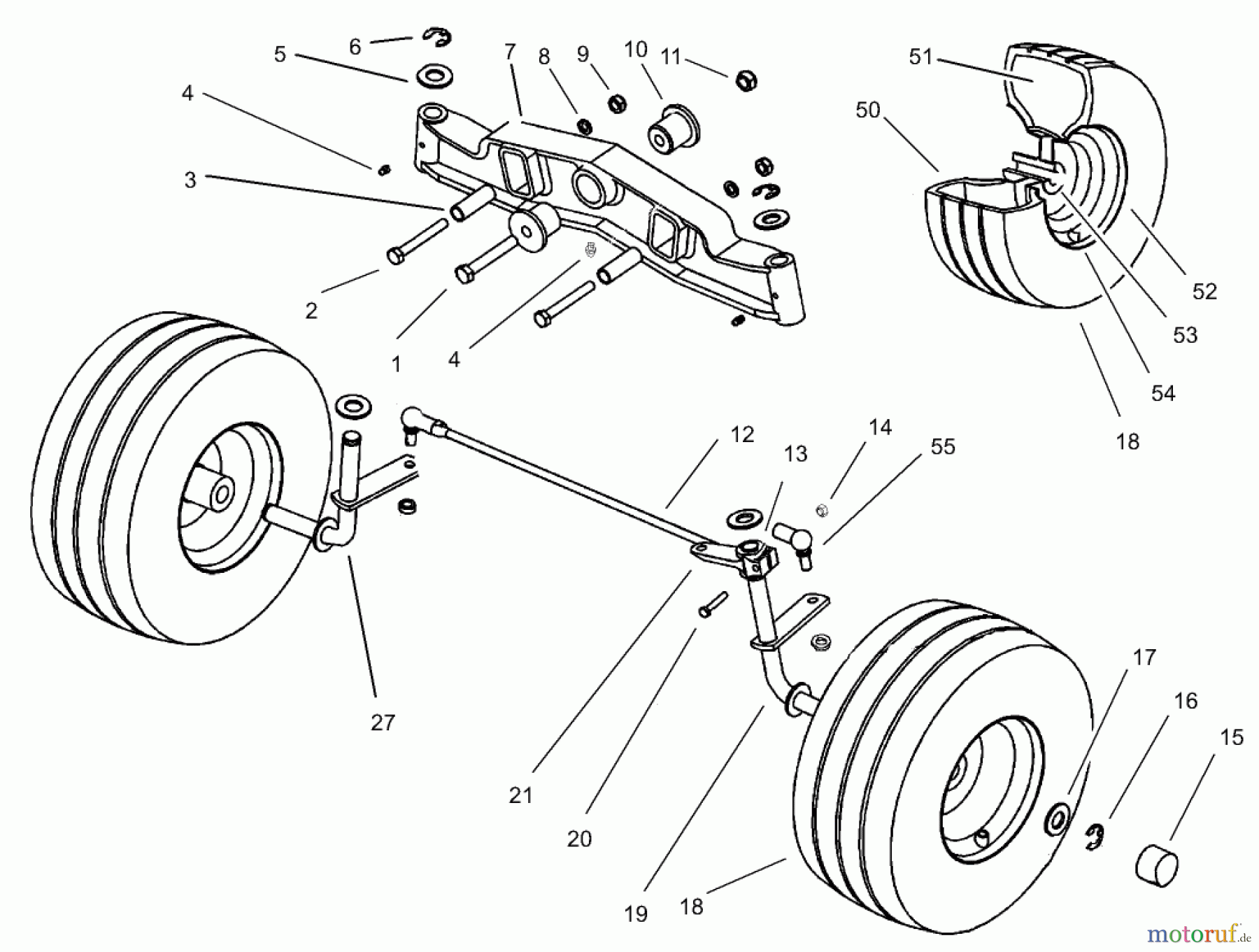 Toro Neu Mowers, Lawn & Garden Tractor Seite 1 74570 (170-DH) - Toro 170-DH Lawn Tractor, 2000 (200000001-200999999) FRONT AXLE ASSEMBLY