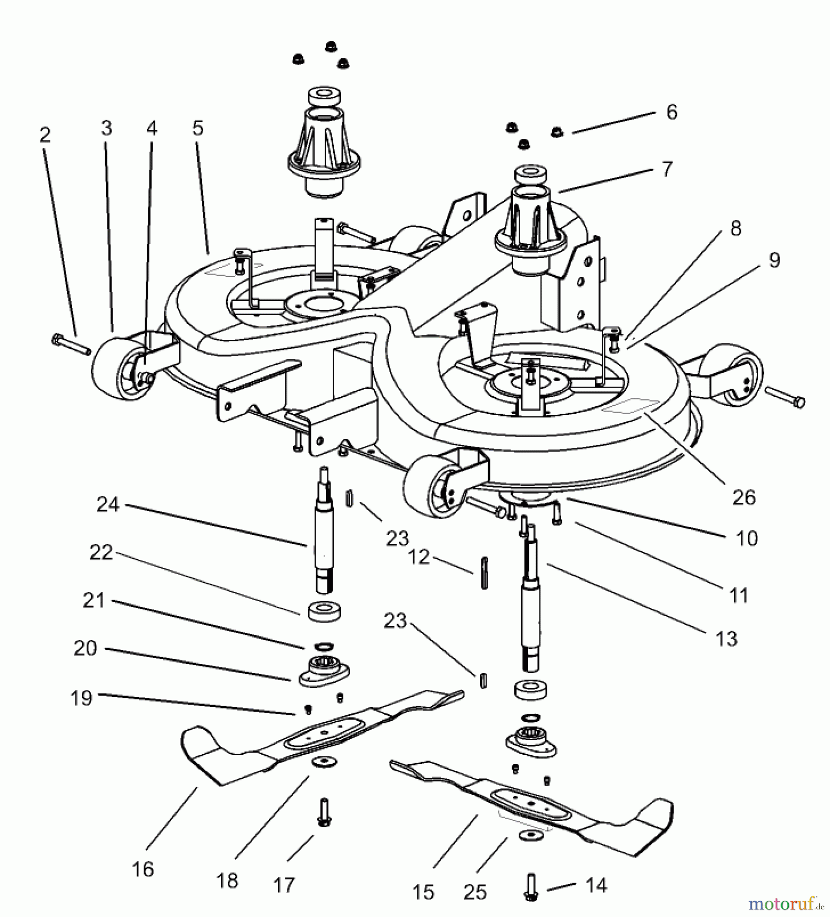 Toro Neu Mowers, Lawn & Garden Tractor Seite 1 74570 (170-DH) - Toro 170-DH Lawn Tractor, 2000 (200000001-200999999) OPERATION-CUTTING PAN ASSEMBLY