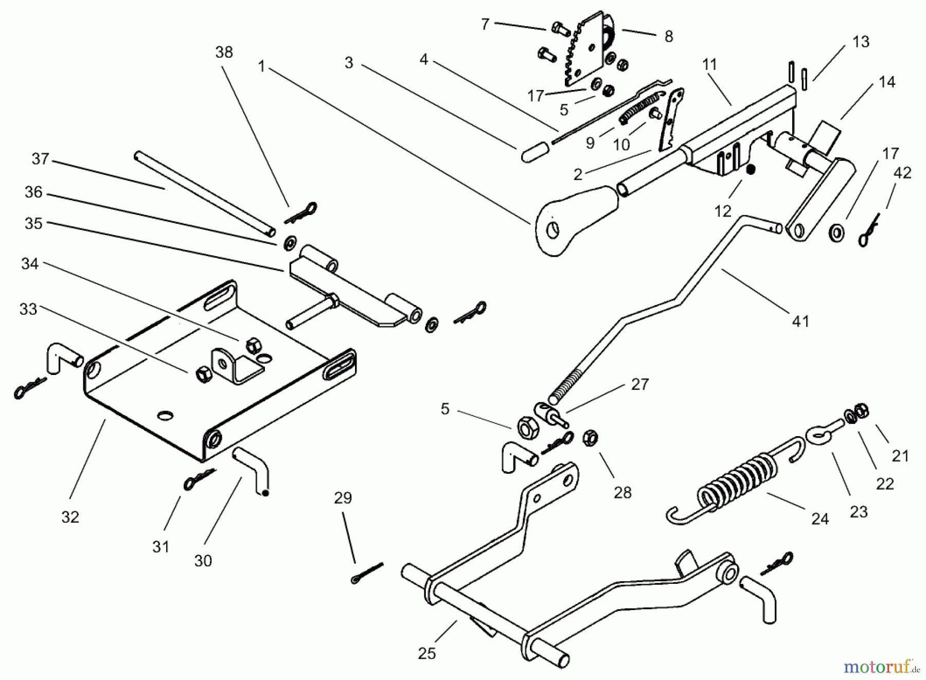 Toro Neu Mowers, Lawn & Garden Tractor Seite 1 74570 (170-DH) - Toro 170-DH Lawn Tractor, 2000 (200000001-200999999) OPERATION (MOWER LIFT) ASSEMBLY