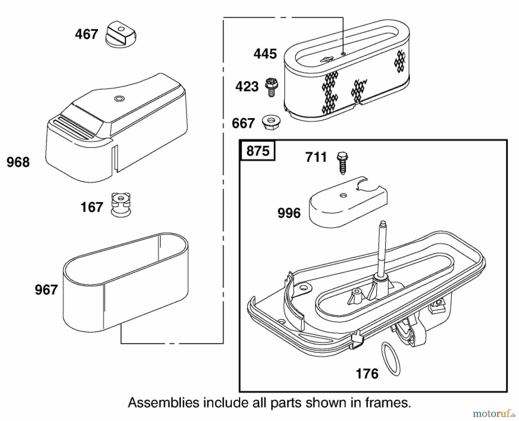  Toro Neu Mowers, Lawn & Garden Tractor Seite 1 74570 (170-DH) - Toro 170-DH Lawn Tractor, 2001 (210000001-210999999) AIR CLEANER ASSEMBLY ENGINE BRIGGS AND STRATTON MODEL 311777-0151-E1