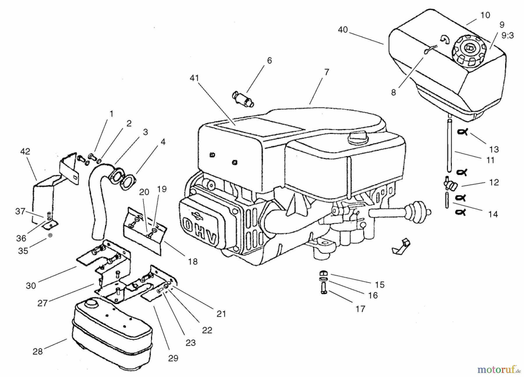 Toro Neu Mowers, Lawn & Garden Tractor Seite 1 74570 (170-DH) - Toro 170-DH Lawn Tractor, 2001 (210000001-210999999) ENGINE ASSEMBLY