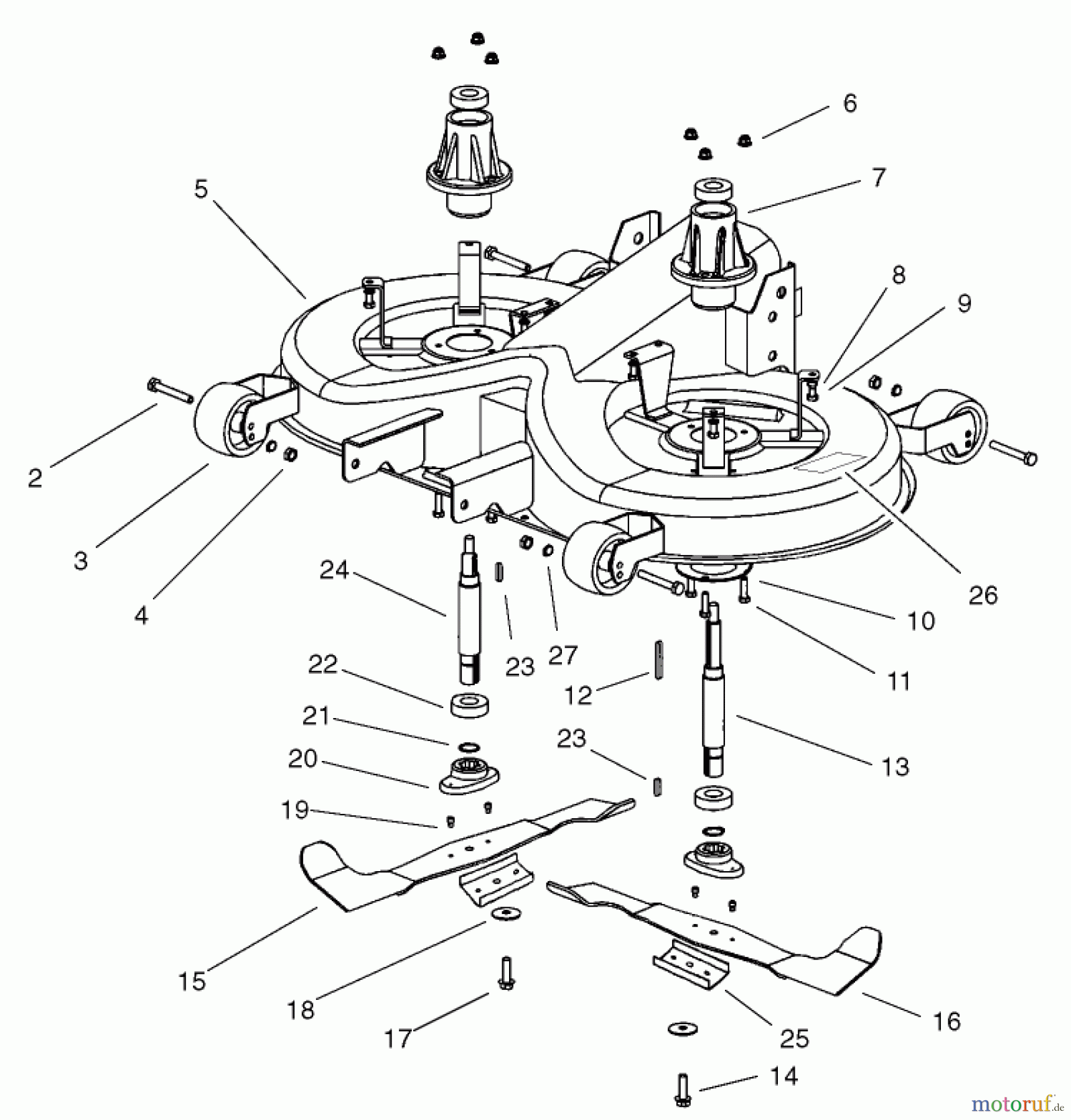 Toro Neu Mowers, Lawn & Garden Tractor Seite 1 74570 (170-DH) - Toro 170-DH Lawn Tractor, 2001 (210000001-210999999) OPERATION-CUTTING PAN ASSEMBLY