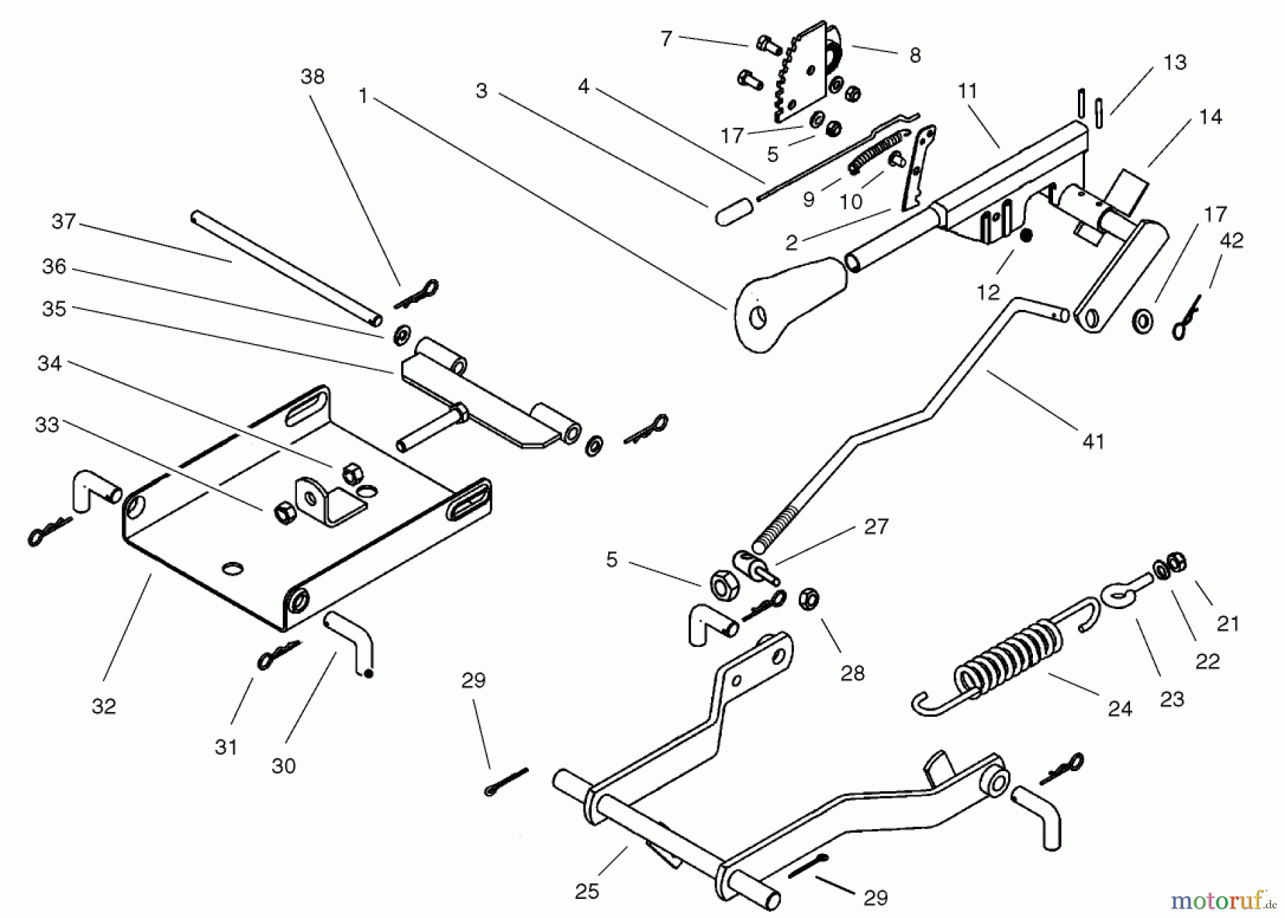 Toro Neu Mowers, Lawn & Garden Tractor Seite 1 74570 (170-DH) - Toro 170-DH Lawn Tractor, 2001 (210000001-210999999) OPERATION (MOWER LIFT) ASSEMBLY