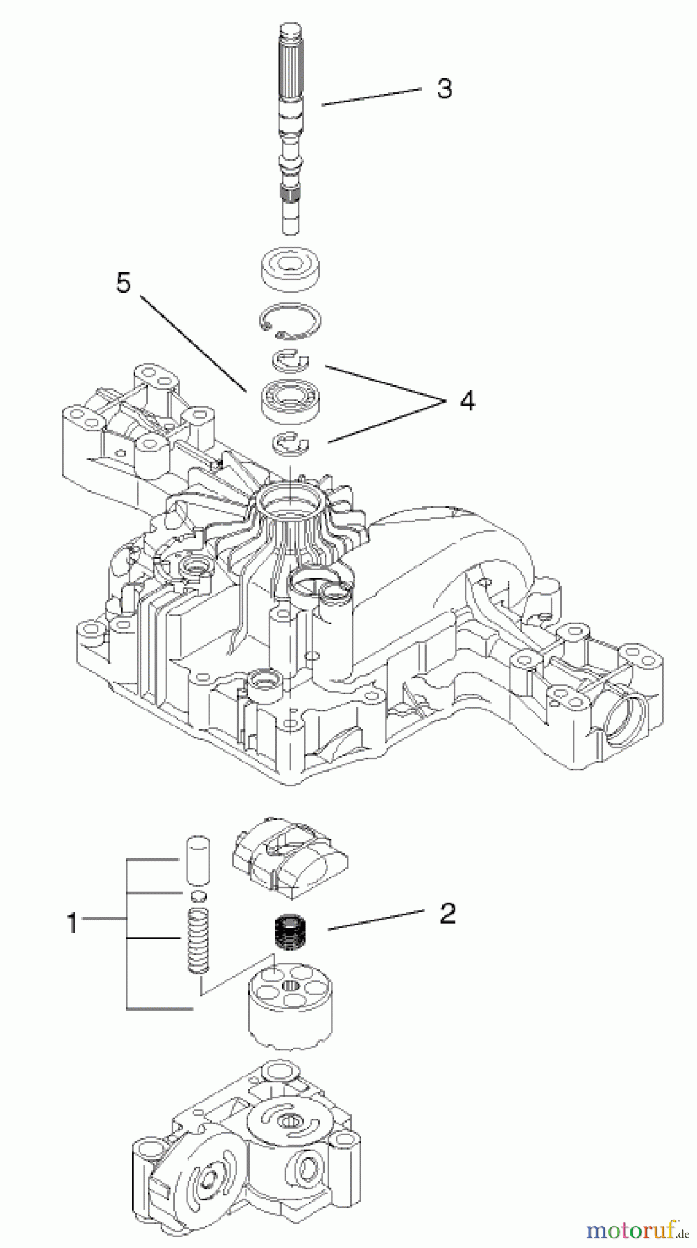 Toro Neu Mowers, Lawn & Garden Tractor Seite 1 74570 (170-DH) - Toro 170-DH Lawn Tractor, 2001 (210000001-210999999) PUMP SHAFT ASSEMBLY