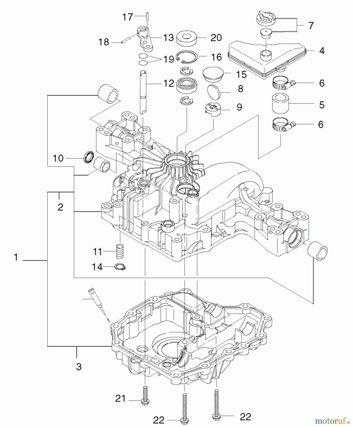 Toro Neu Mowers, Lawn & Garden Tractor Seite 1 74570 (170-DH) - Toro 170-DH Lawn Tractor, 2001 (210000001-210999999) TRANSAXLE CASE ASSEMBLY