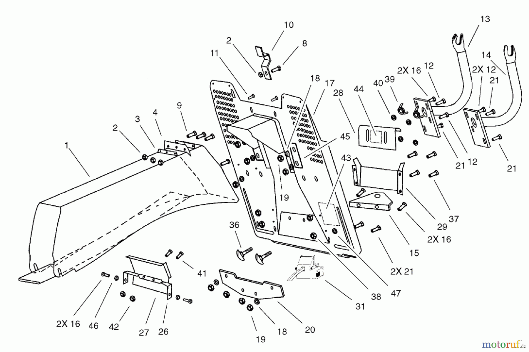  Toro Neu Mowers, Lawn & Garden Tractor Seite 1 74570 (170-DH) - Toro 170-DH Lawn Tractor, 2002 (220000001-220999999) CHUTE COLLECTOR ASSEMBLY