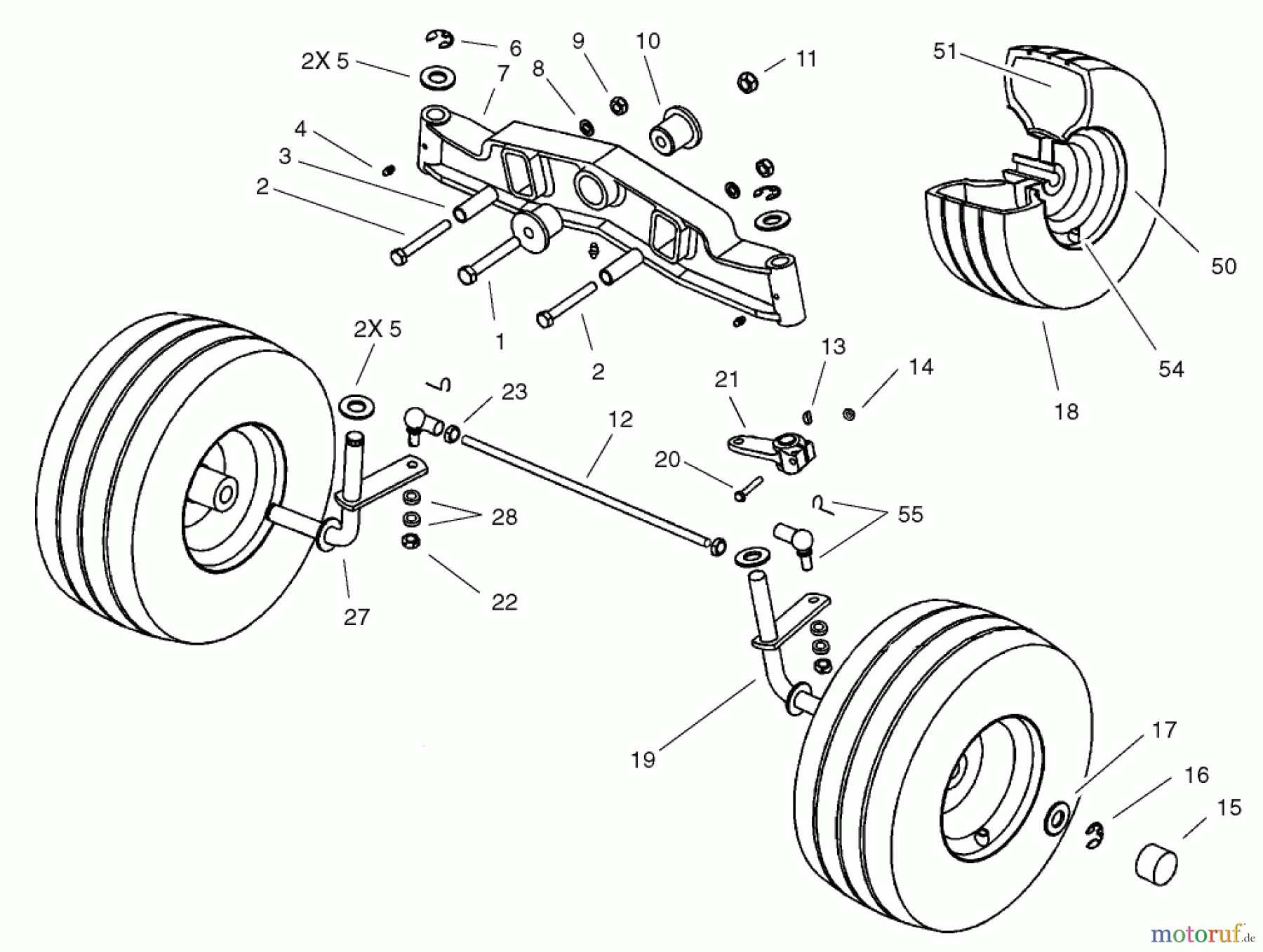 Toro Neu Mowers, Lawn & Garden Tractor Seite 1 74570 (170-DH) - Toro 170-DH Lawn Tractor, 2002 (220000001-220999999) FRONT AXLE ASSEMBLY