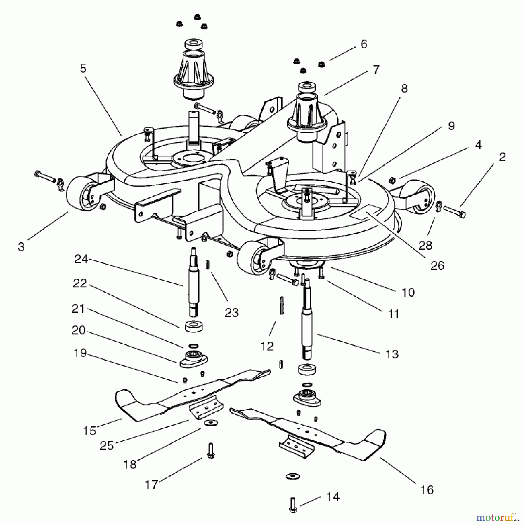 Toro Neu Mowers, Lawn & Garden Tractor Seite 1 74570 (170-DH) - Toro 170-DH Lawn Tractor, 2002 (220000001-220999999) OPERATION CUTTING PAN ASSEMBLY