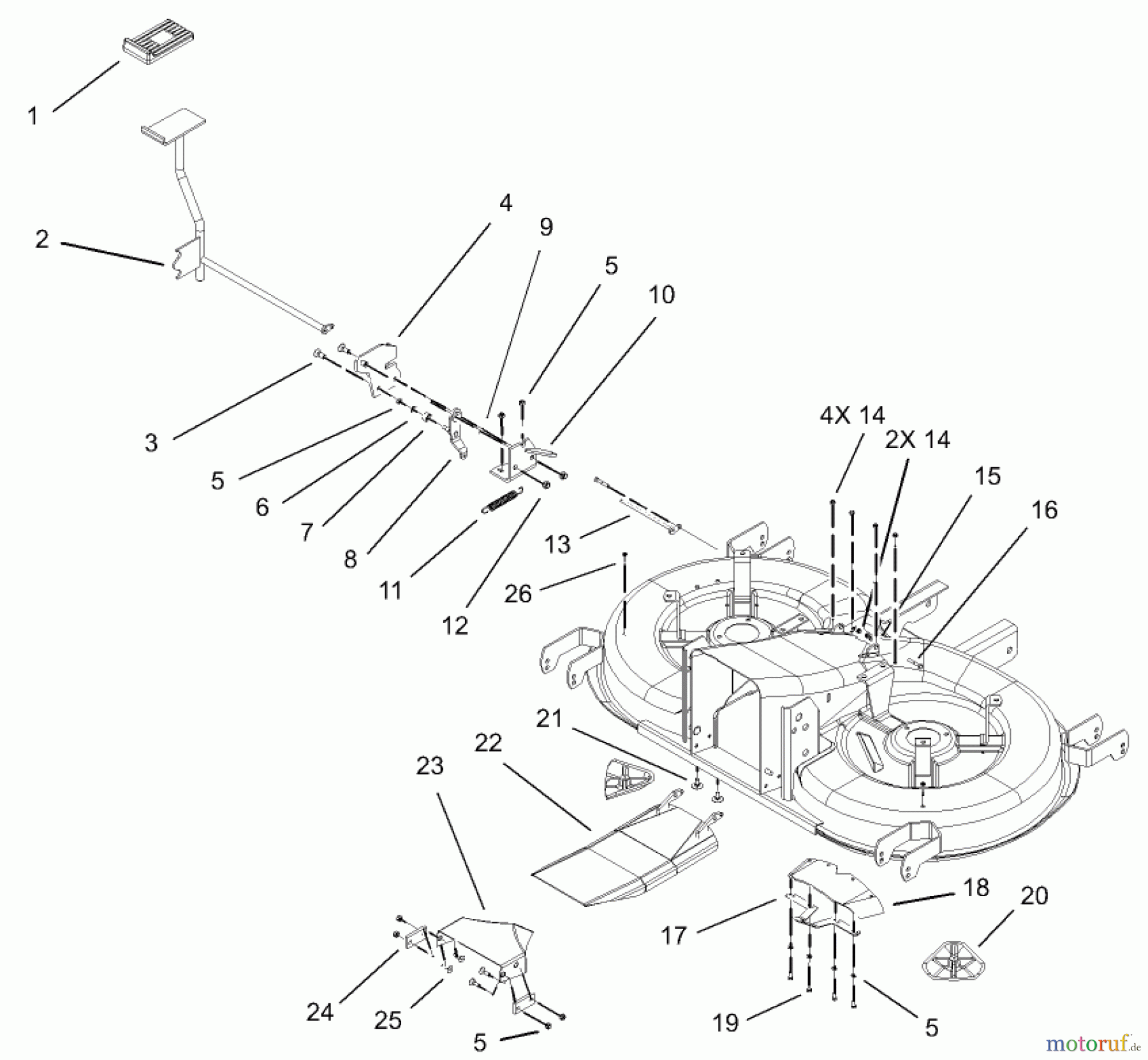 Toro Neu Mowers, Lawn & Garden Tractor Seite 1 74570 (170-DH) - Toro 170-DH Lawn Tractor, 2003 (230000001-230999999) CUTTING PAN, BAG ON DEMAND ASSEMBLY