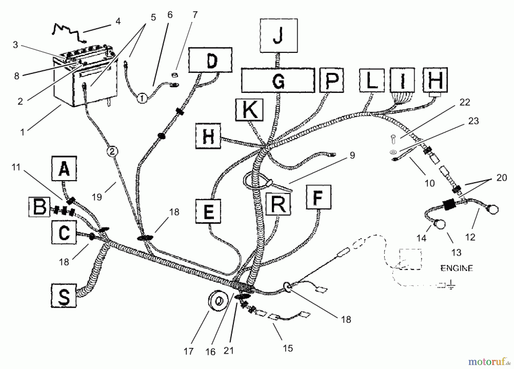 Toro Neu Mowers, Lawn & Garden Tractor Seite 1 74570 (170-DH) - Toro 170-DH Lawn Tractor, 2003 (230000001-230999999) ELECTRICAL WIRING HARNESS ASSEMBLY