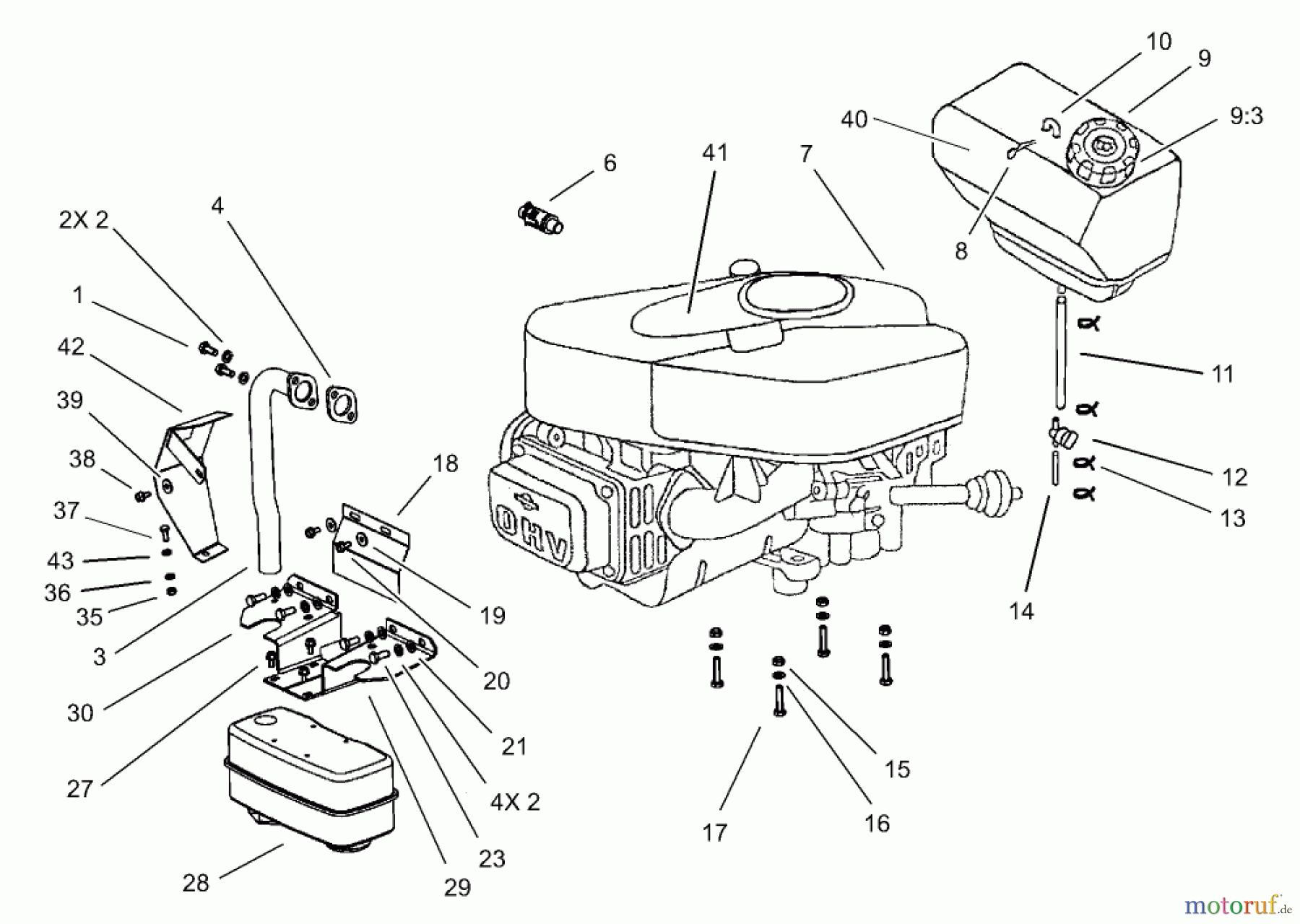  Toro Neu Mowers, Lawn & Garden Tractor Seite 1 74570 (170-DH) - Toro 170-DH Lawn Tractor, 2003 (230000001-230999999) ENGINE ASSEMBLY