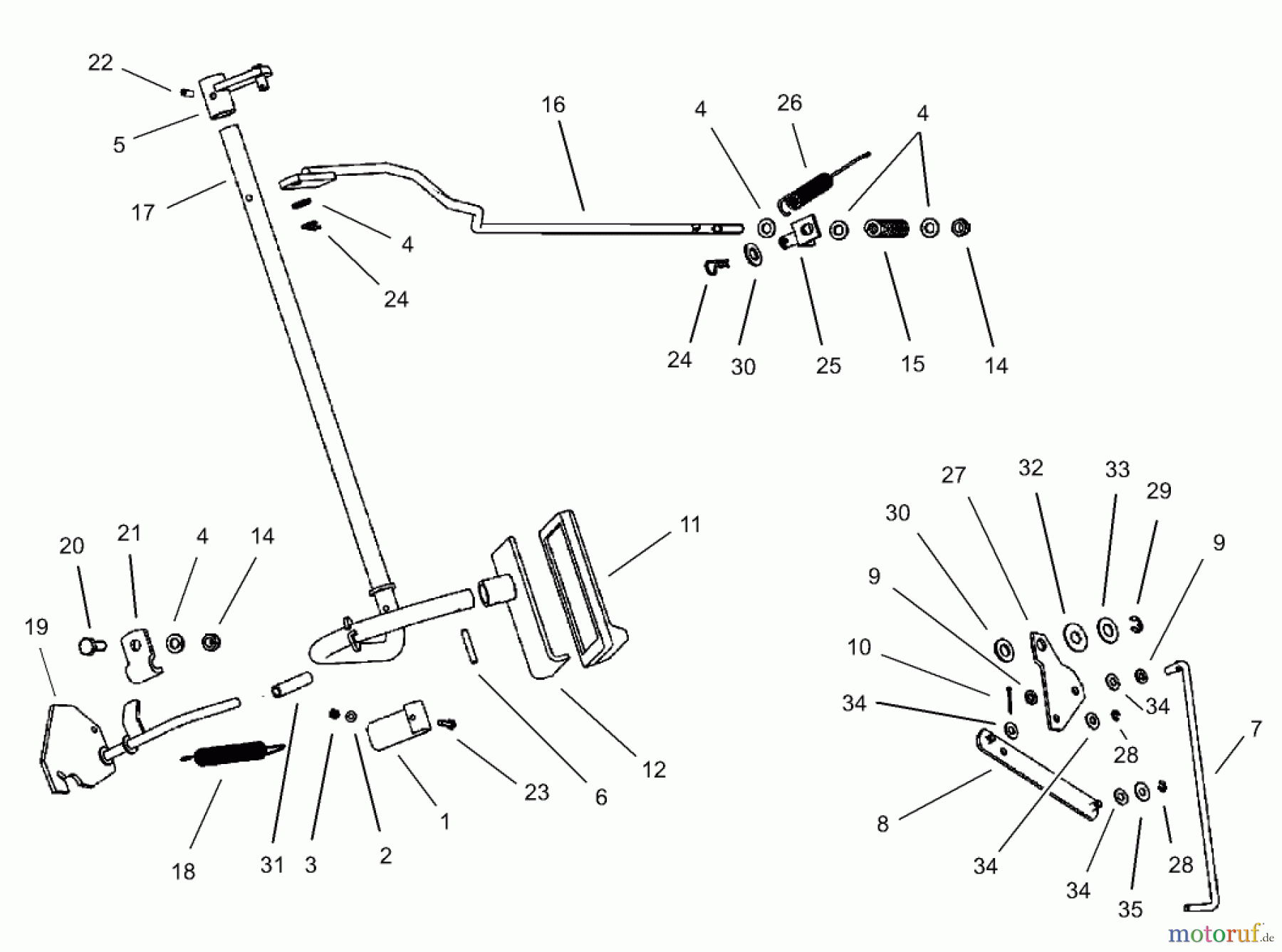 Toro Neu Mowers, Lawn & Garden Tractor Seite 1 74570 (170-DH) - Toro 170-DH Lawn Tractor, 2003 (230000001-230999999) OPERATION BRAKE/BY-PASS ASSEMBLY