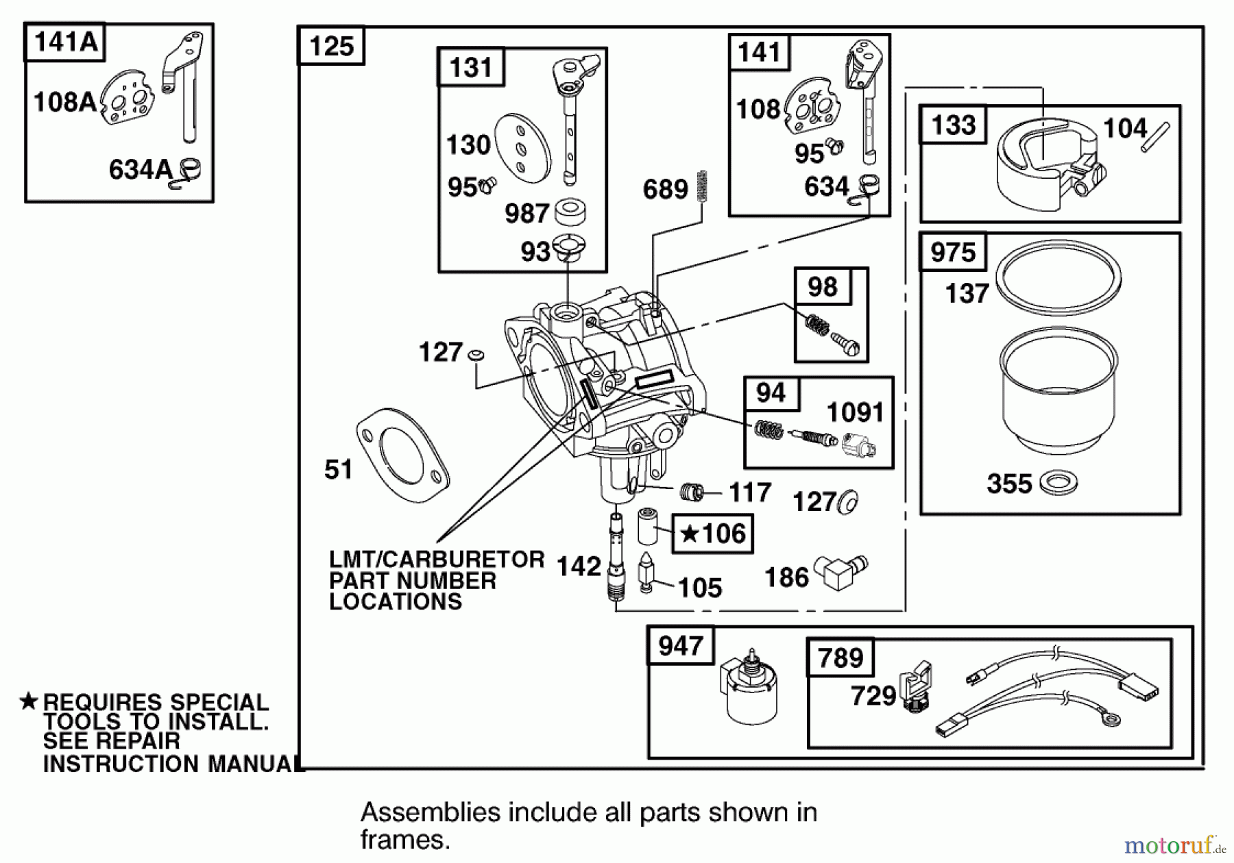 Toro Neu Mowers, Lawn & Garden Tractor Seite 1 74570 (170-DH) - Toro 170-DH Lawn Tractor, 2004 (240000001-240999999) CARBURETOR ASSEMBLY BRIGGS AND STRATTON 311777-0151-E1