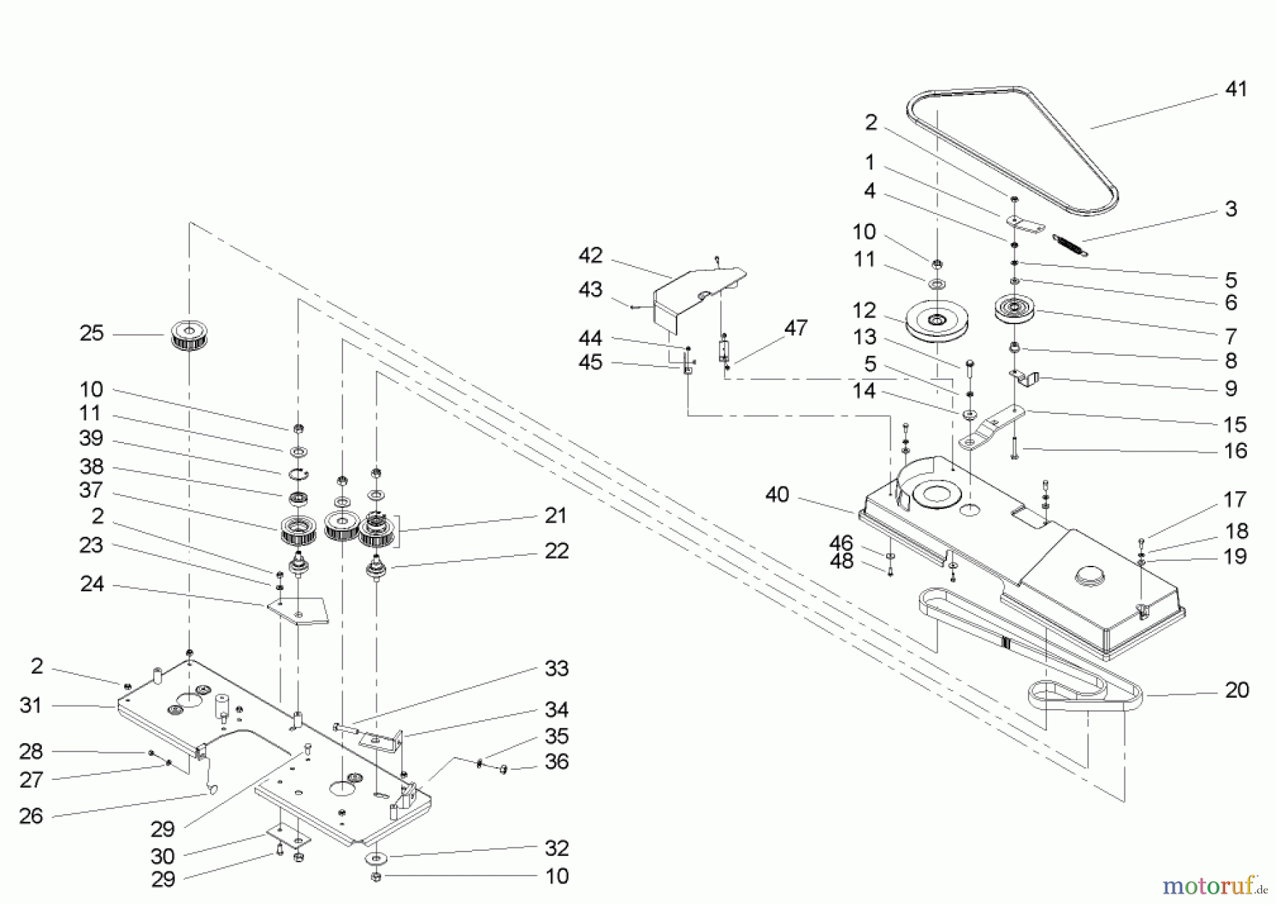 Toro Neu Mowers, Lawn & Garden Tractor Seite 1 74570 (170-DH) - Toro 170-DH Lawn Tractor, 2004 (240000001-240999999) CUTTING PAN AND DRIVE SYSTEM ASSEMBLY