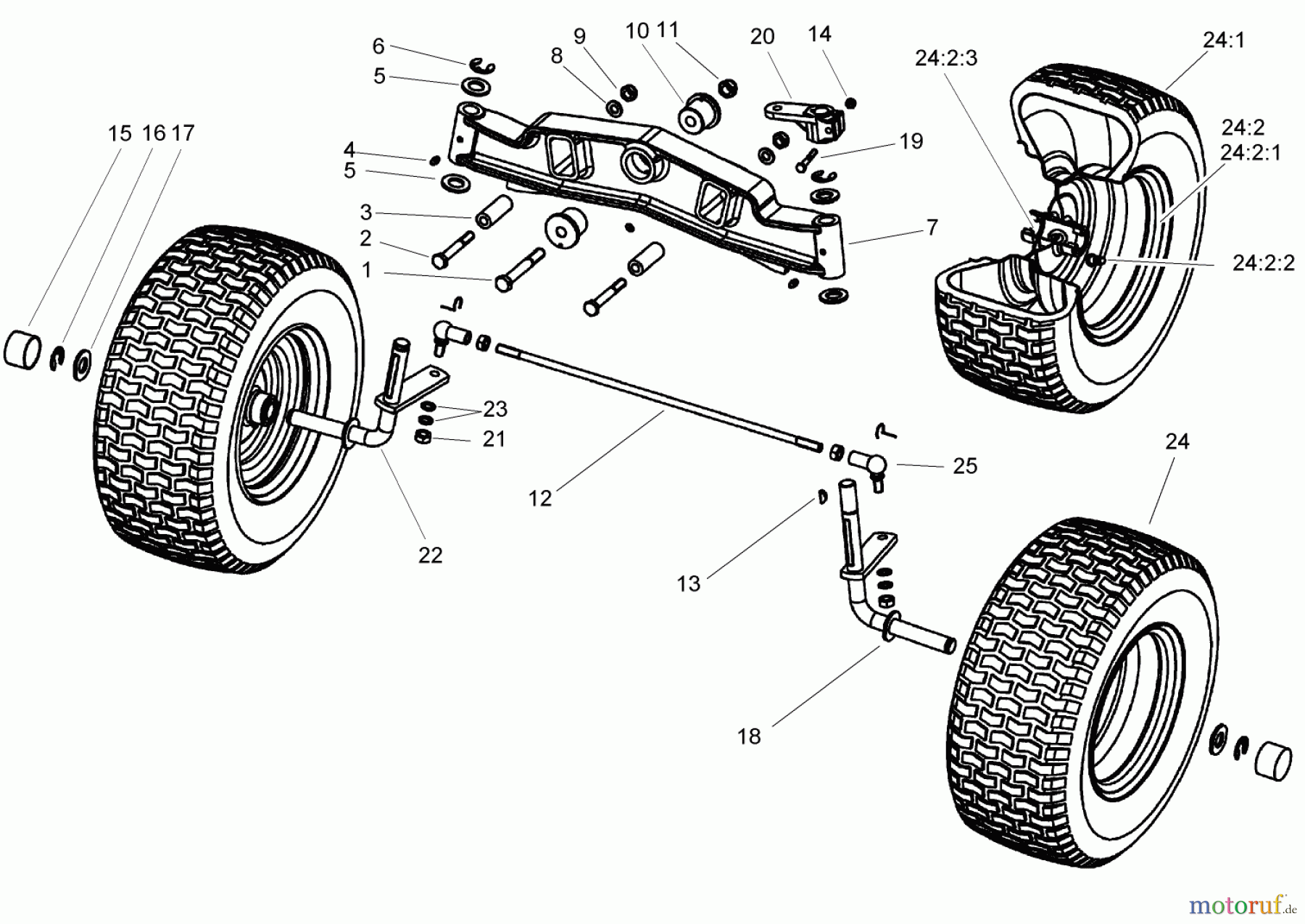 Toro Neu Mowers, Lawn & Garden Tractor Seite 1 74570 (170-DH) - Toro 170-DH Lawn Tractor, 2004 (240000001-240999999) FRONT AXLE ASSEMBLY