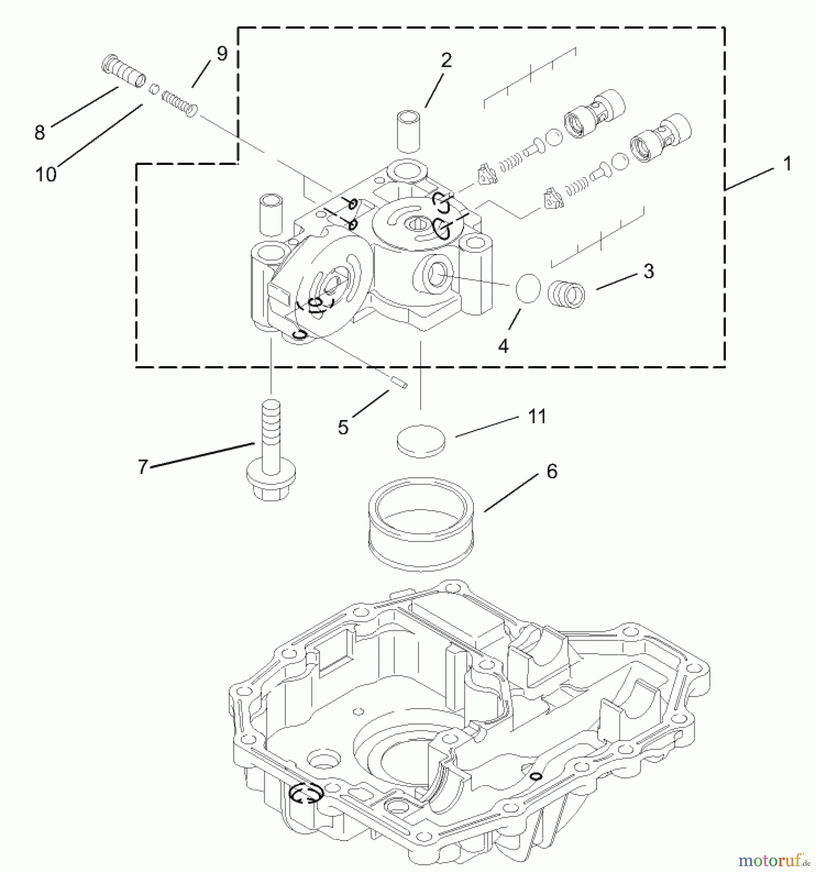 Toro Neu Mowers, Lawn & Garden Tractor Seite 1 74570 (DH 210) - Toro DH 210 Lawn Tractor, 2005 (250000001-250999999) CENTER CASE ASSEMBLY TRANSMISSION ASSEMBLY NO. 104-2889
