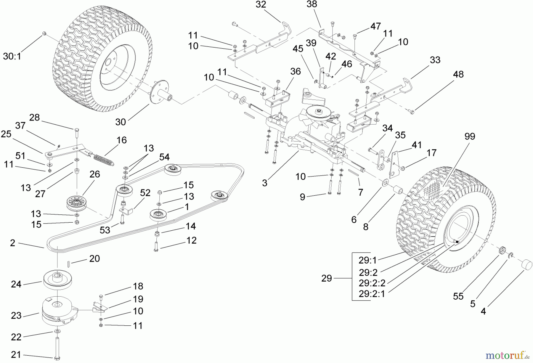 Toro Neu Mowers, Lawn & Garden Tractor Seite 1 74570 (DH 210) - Toro DH 210 Lawn Tractor, 2005 (250000001-250999999) TRANSMISSION DRIVE ASSEMBLY