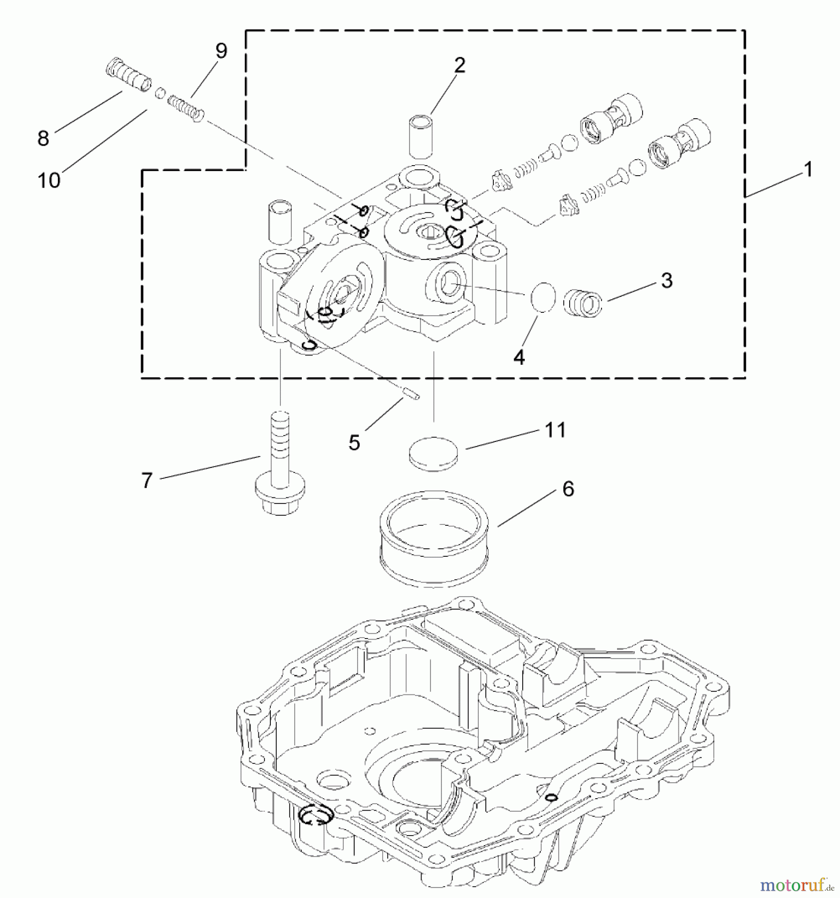 Toro Neu Mowers, Lawn & Garden Tractor Seite 1 74570 (DH 210) - Toro DH 210 Lawn Tractor, 2006 (260000001-260999999) CENTER CASE ASSEMBLY TRANSMISSION ASSEMBLY NO. 104-2889