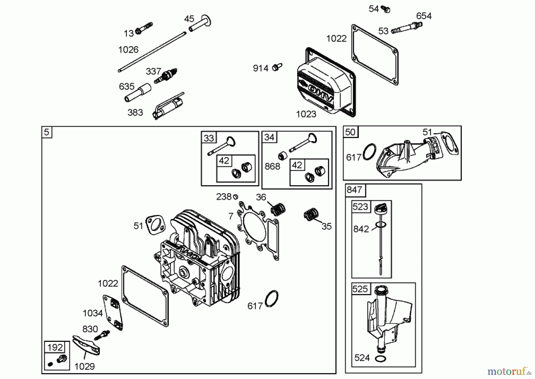 Toro Neu Mowers, Lawn & Garden Tractor Seite 1 74571 (150-DH) - Toro 150-DH Lawn Tractor, 2004 (240000001-240999999) CYLINDER HEAD ASSEMBLY BRIGGS AND STRATTON 282H79-23502