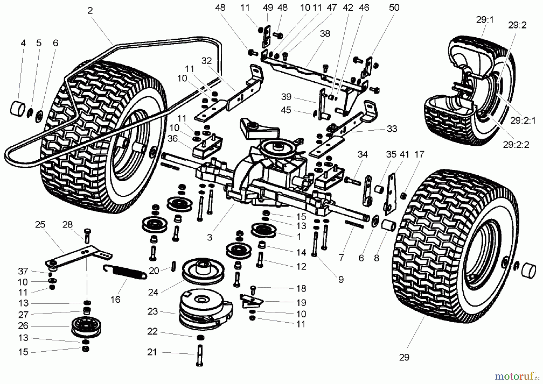Toro Neu Mowers, Lawn & Garden Tractor Seite 1 74571 (150-DH) - Toro 150-DH Lawn Tractor, 2004 (240000001-240999999) TRANSMISSION DRIVE ASSEMBLY