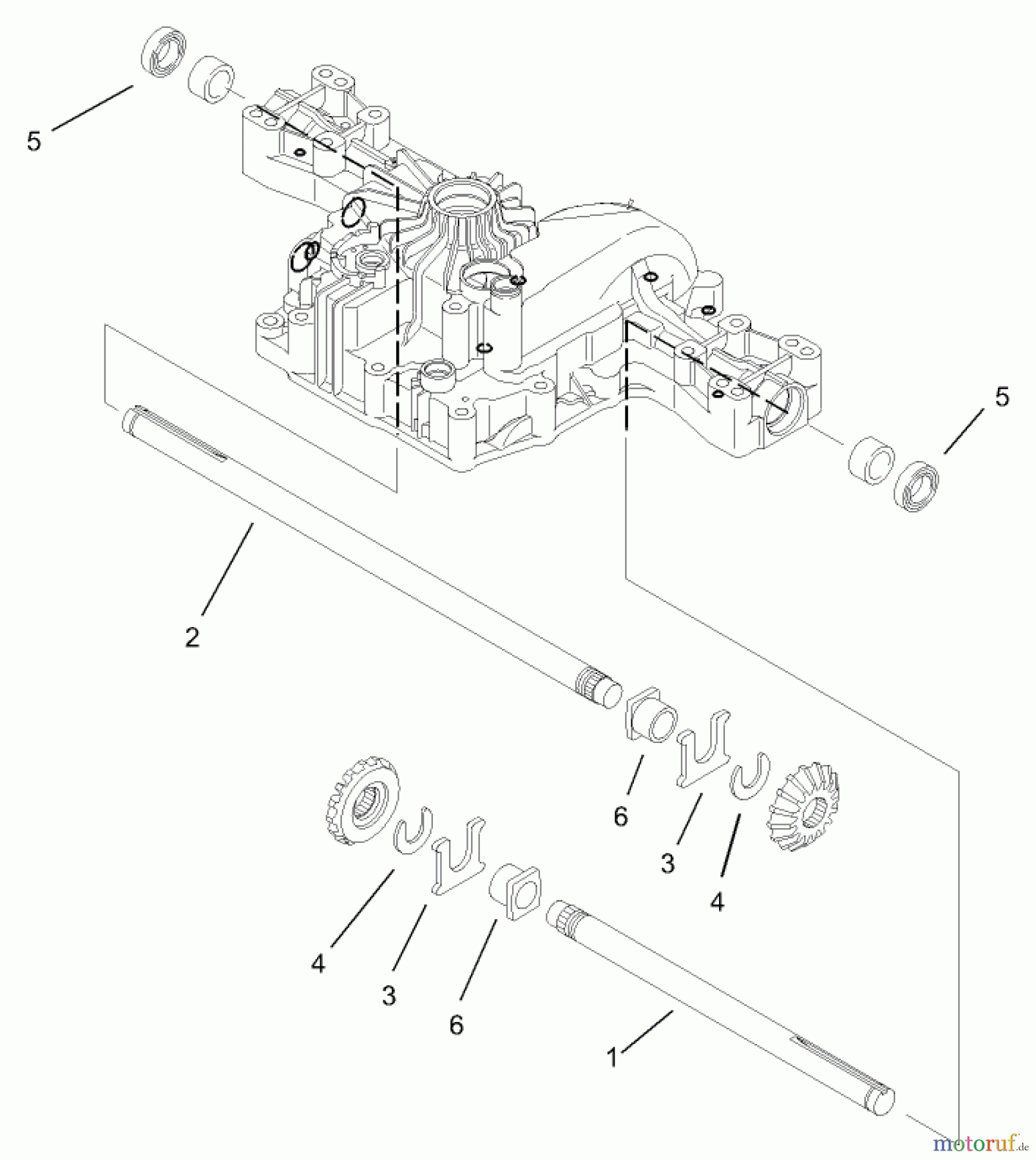 Toro Neu Mowers, Lawn & Garden Tractor Seite 1 74571 (DH 200) - Toro DH 200 Lawn Tractor, 2005 (250000001-250999999) AXLE SHAFT ASSEMBLY TRANSMISSION ASSEMBLY NO. 104-2889