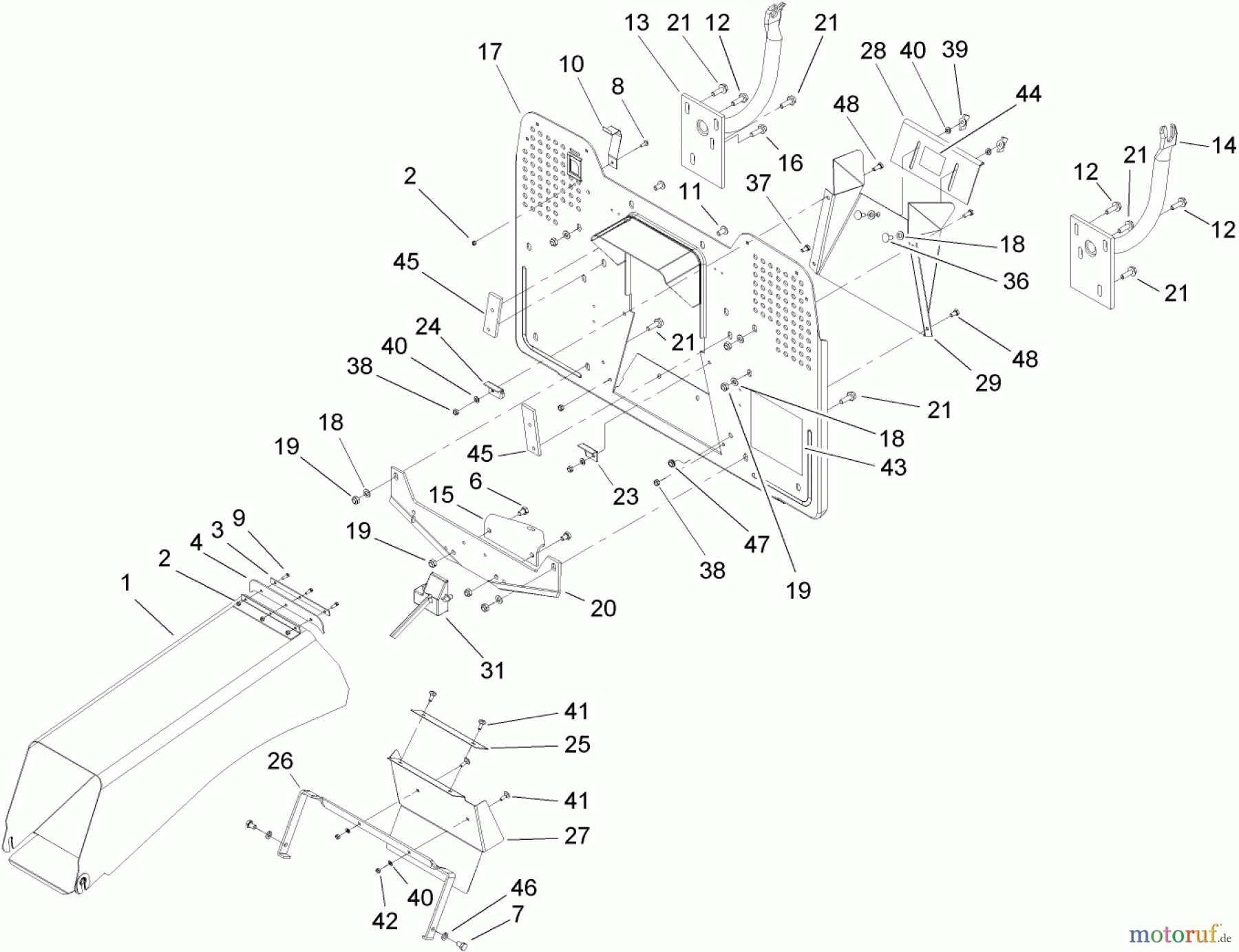 Toro Neu Mowers, Lawn & Garden Tractor Seite 1 74571 (DH 200) - Toro DH 200 Lawn Tractor, 2005 (250000001-250999999) COLLECTOR ASSEMBLY