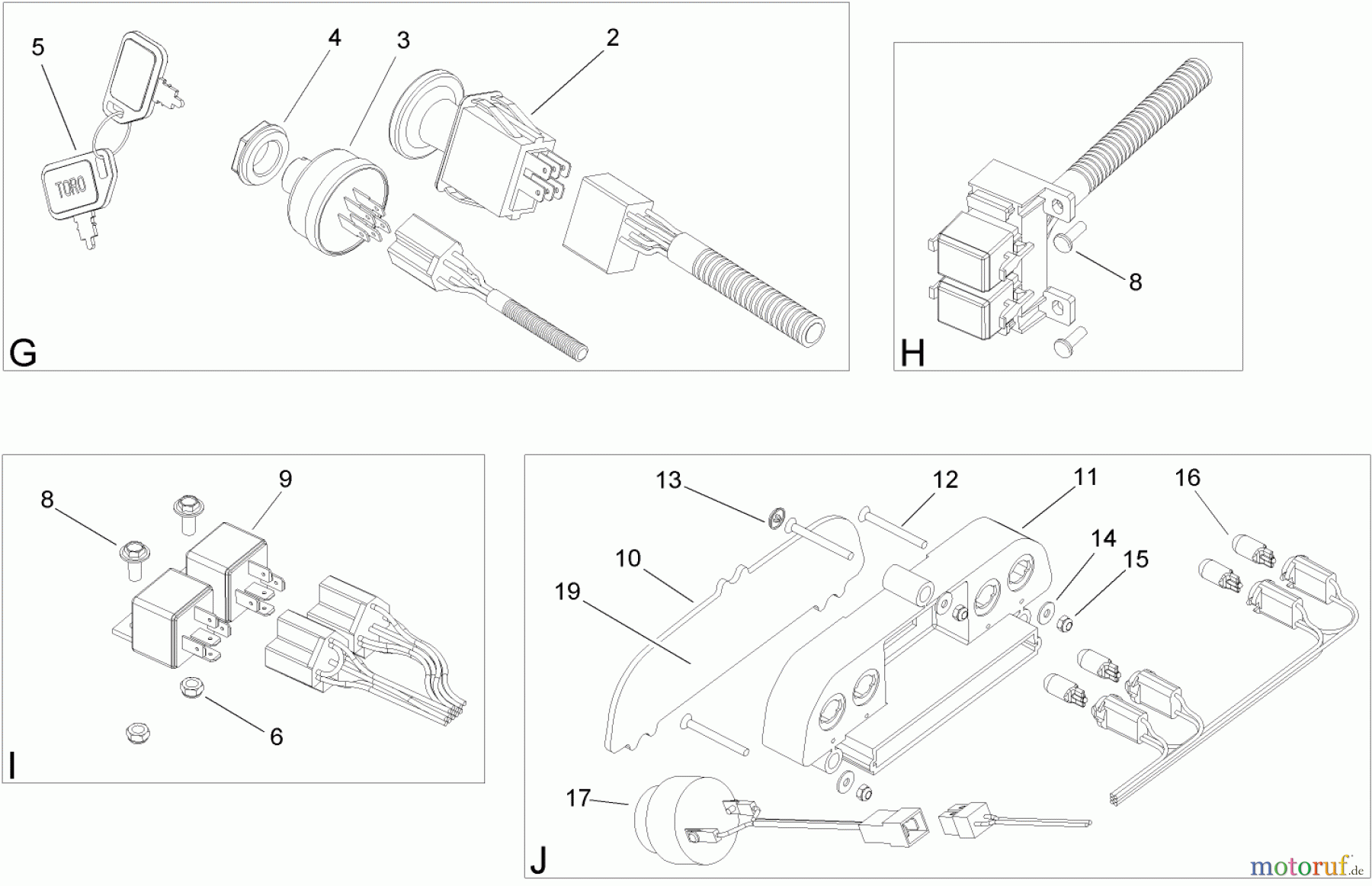 Toro Neu Mowers, Lawn & Garden Tractor Seite 1 74571 (DH 200) - Toro DH 200 Lawn Tractor, 2005 (250000001-250999999) ELECTRICAL SWITCH ASSEMBLY NO. 2