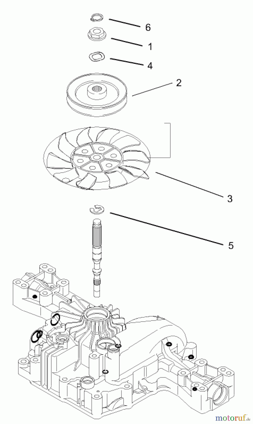 Toro Neu Mowers, Lawn & Garden Tractor Seite 1 74571 (DH 200) - Toro DH 200 Lawn Tractor, 2005 (250000001-250999999) FAN PULLEY ASSEMBLY TRANSMISSION ASSEMBLY NO. 104-2889