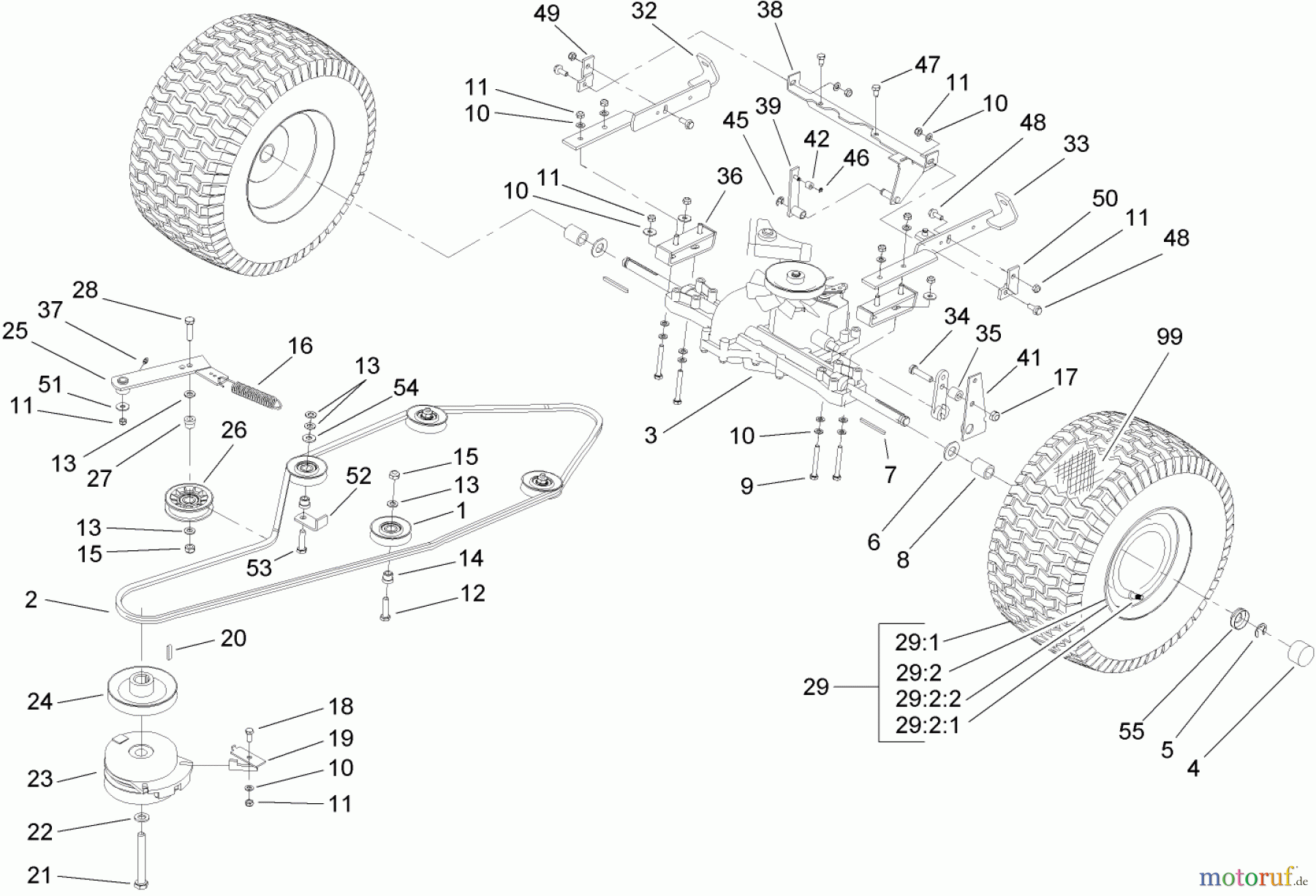 Toro Neu Mowers, Lawn & Garden Tractor Seite 1 74571 (DH 200) - Toro DH 200 Lawn Tractor, 2005 (250000001-250999999) TRANSMISSION DRIVE ASSEMBLY