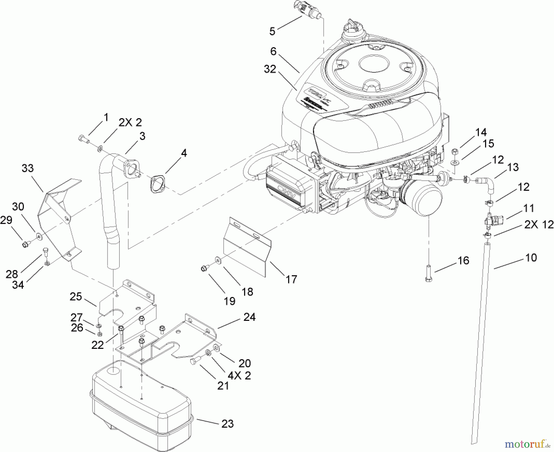Toro Neu Mowers, Lawn & Garden Tractor Seite 1 74573 (DH 200) - Toro DH 200 Lawn Tractor, 2007 (270000001-270999999) ENGINE ASSEMBLY