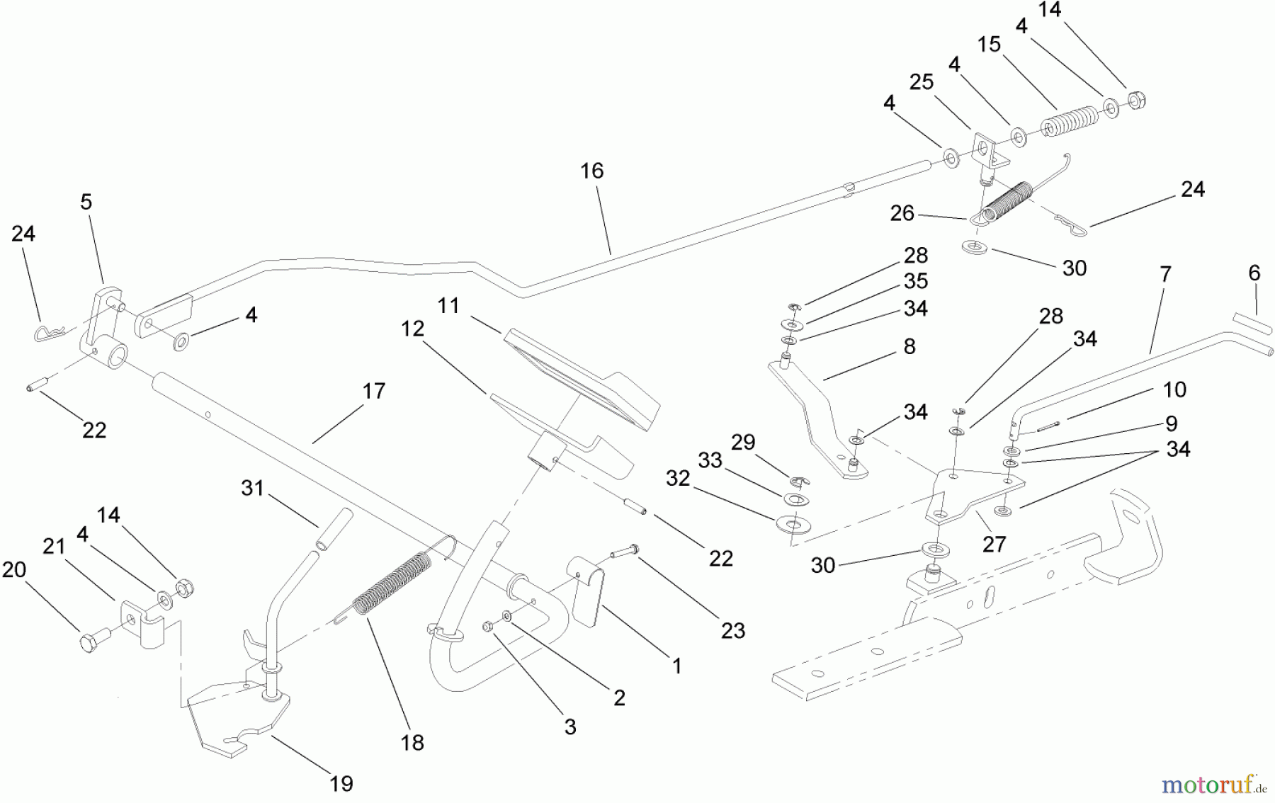  Toro Neu Mowers, Lawn & Garden Tractor Seite 1 74573 (DH 200) - Toro DH 200 Lawn Tractor, 2007 (270000001-270999999) OPERATION, BRAKE AND BYPASS ASSEMBLY
