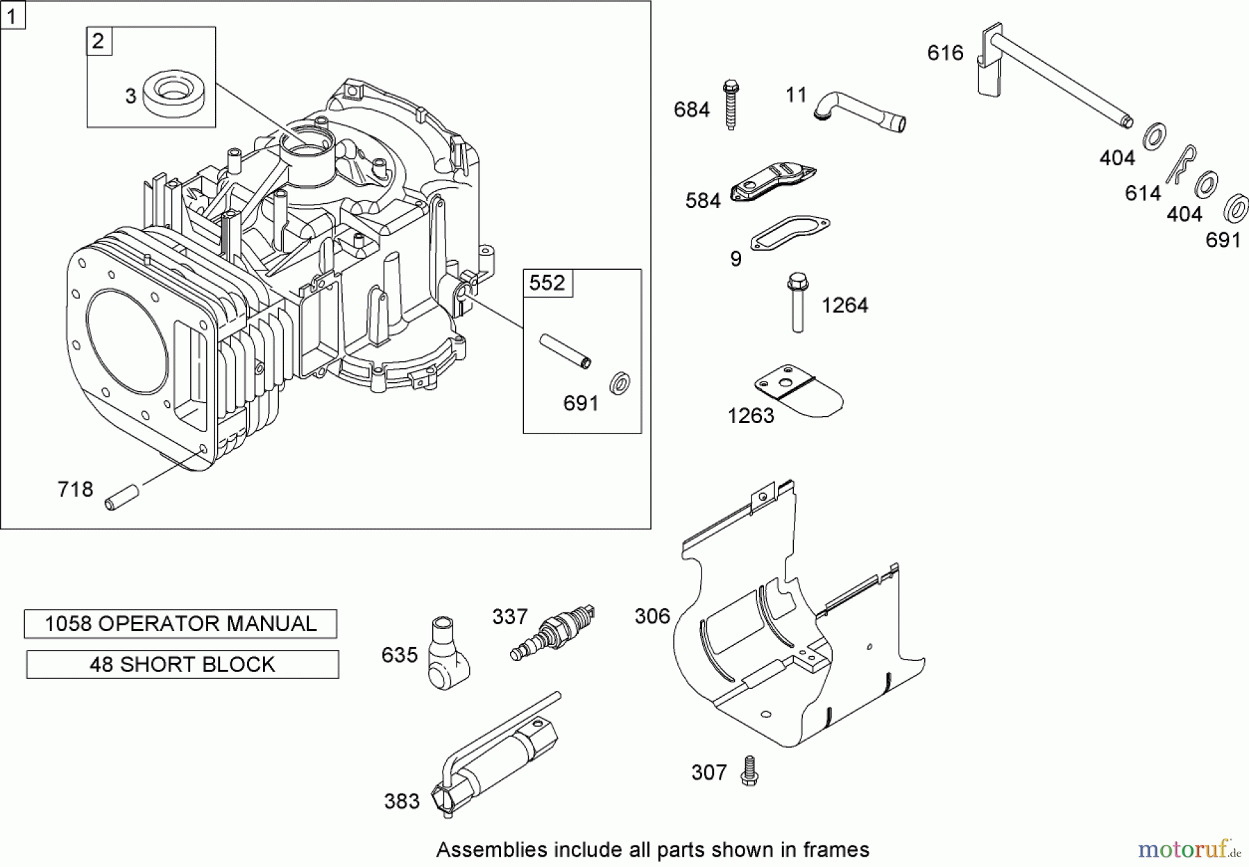 Toro Neu Mowers, Lawn & Garden Tractor Seite 1 74573 (DH 200) - Toro DH 200 Lawn Tractor, 2009 (290000001-290000480) CYLINDER ASSEMBLY BRIGGS AND STRATTON MODEL 31A607-0117-E1