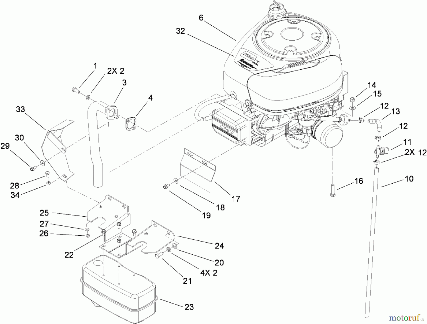  Toro Neu Mowers, Lawn & Garden Tractor Seite 1 74573 (DH 200) - Toro DH 200 Lawn Tractor, 2009 (290000001-290000480) ENGINE ASSEMBLY