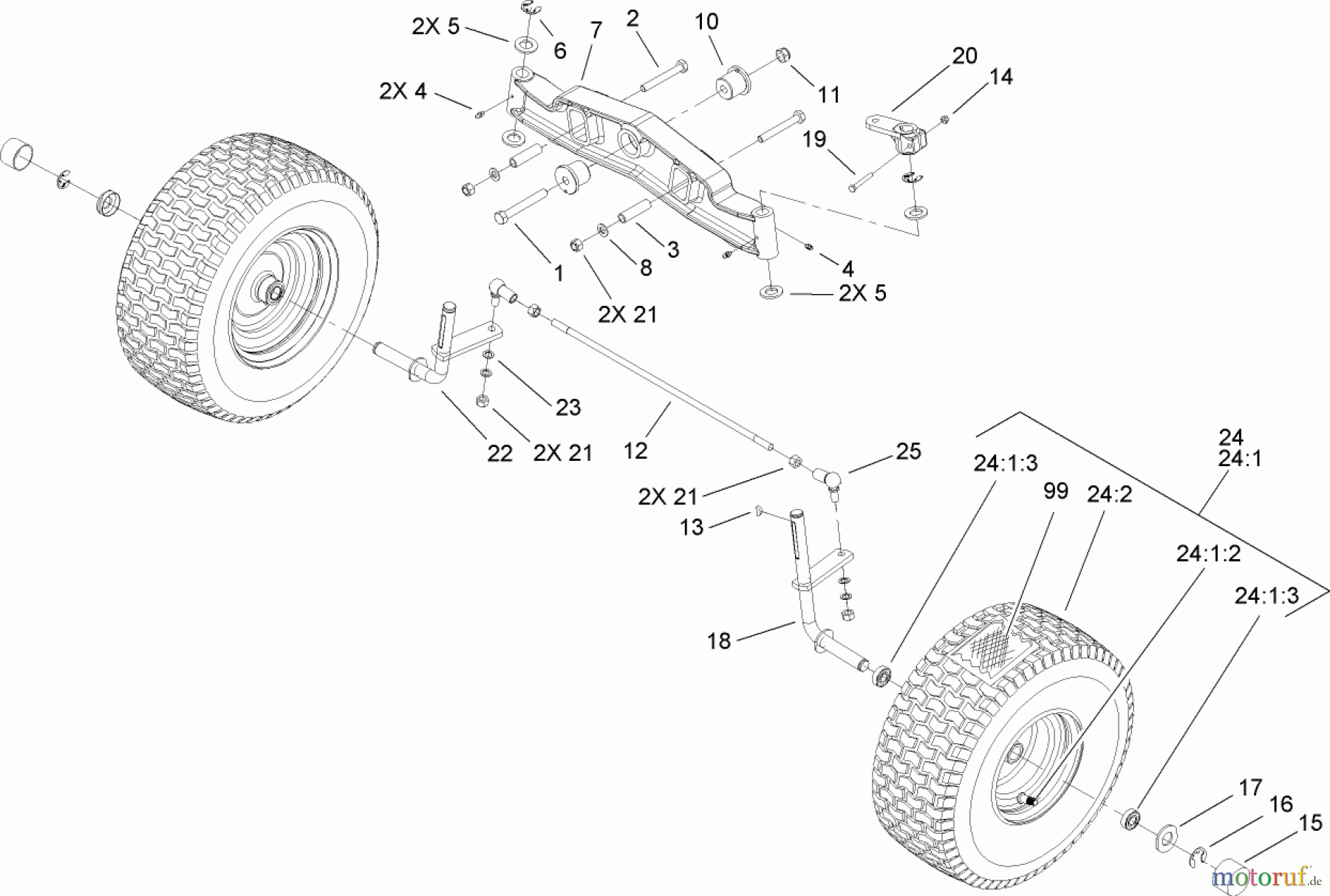 Toro Neu Mowers, Lawn & Garden Tractor Seite 1 74573 (DH 200) - Toro DH 200 Lawn Tractor, 2009 (290000001-290000480) FRONT AXLE ASSEMBLY