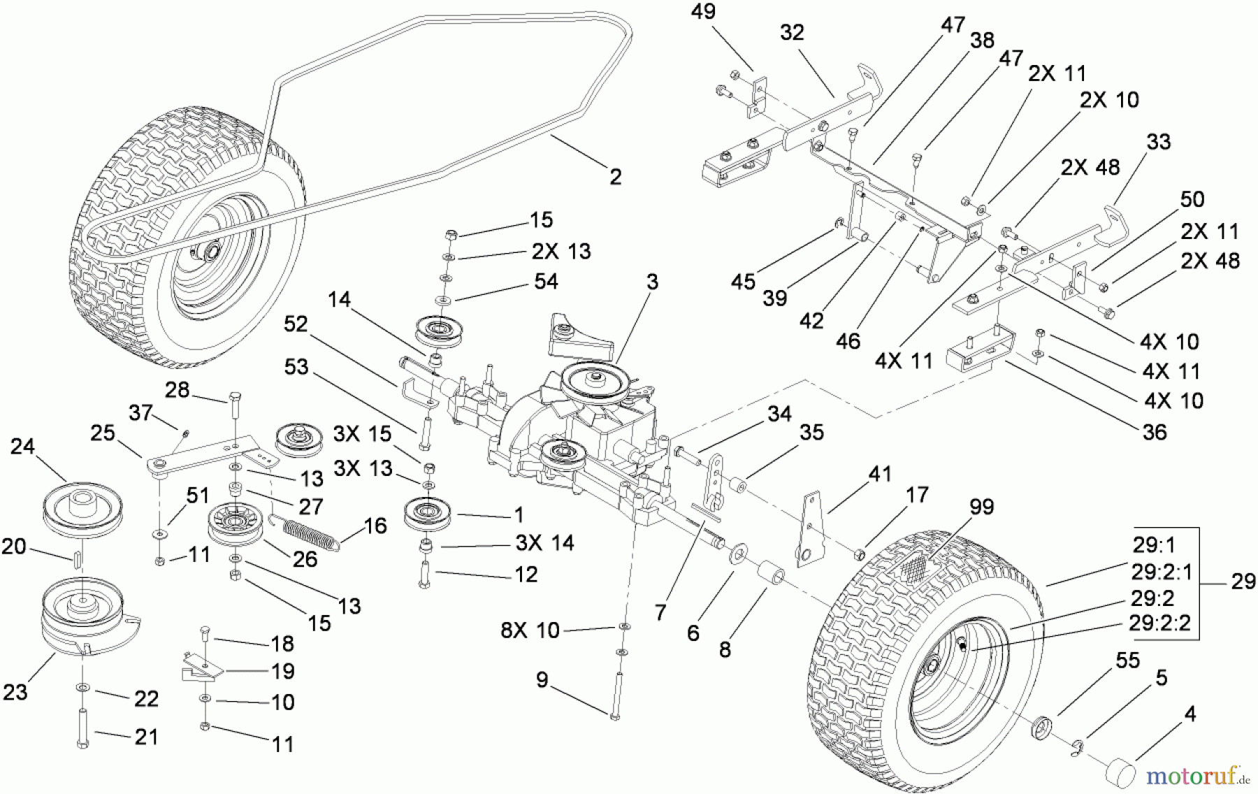 Toro Neu Mowers, Lawn & Garden Tractor Seite 1 74573 (DH 200) - Toro DH 200 Lawn Tractor, 2009 (290000001-290000480) TRANSMISSION DRIVE ASSEMBLY