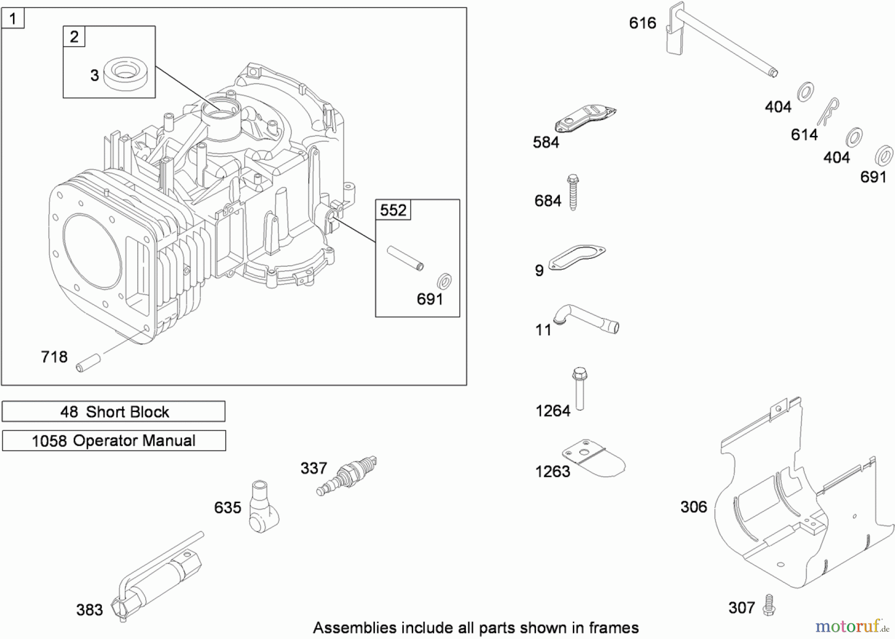Toro Neu Mowers, Lawn & Garden Tractor Seite 1 74573 (DH 200) - Toro DH 200 Lawn Tractor, 2009 (290000481-290999999) CYLINDER ASSEMBLY BRIGGS AND STRATTON MODEL 31A607-0117-E1